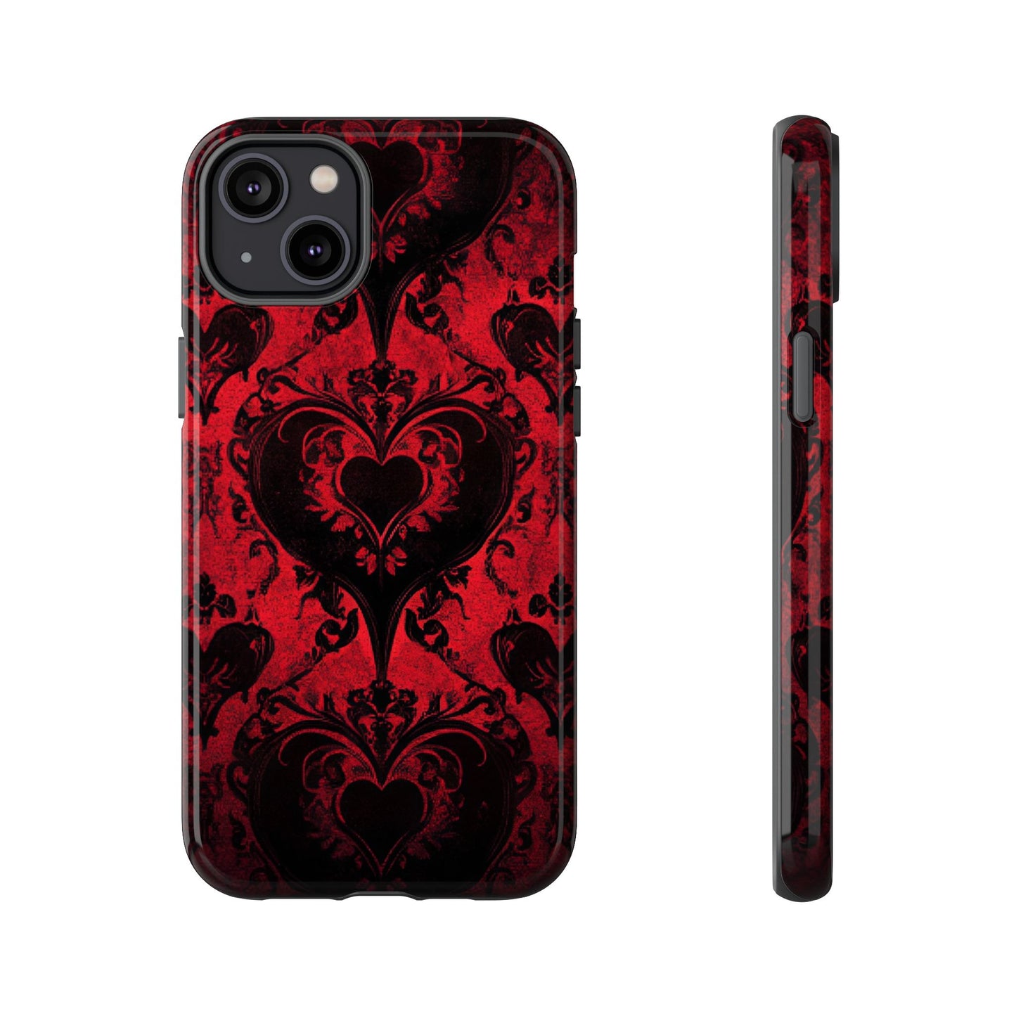 Gothic Dark Romance Phone Case - Black Hearts Phone Cover - iPhone 16 15 14 13 12 11, Samsung Galaxy & Google Pixel Phone Covers