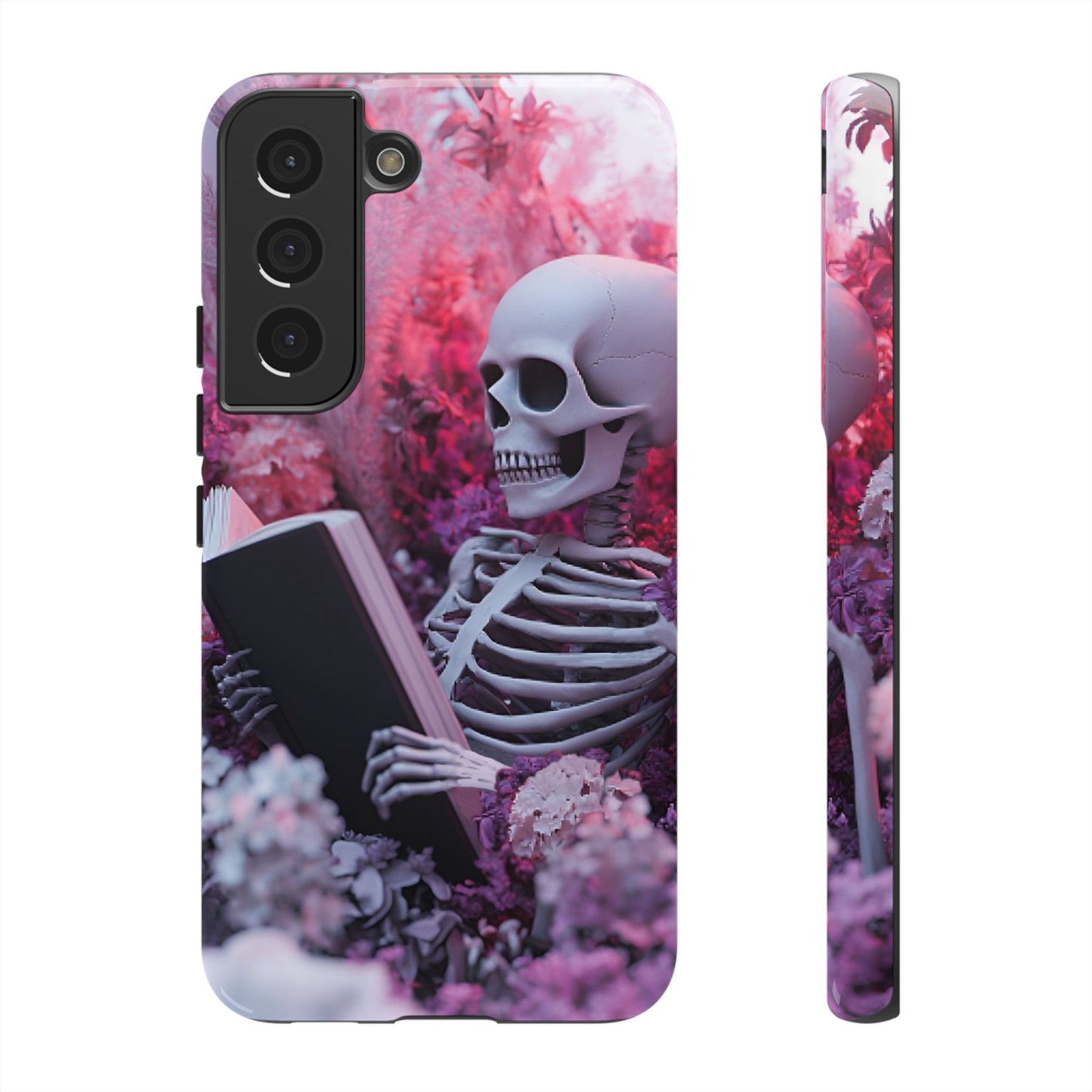 Bookish Skeleton Phone Case - Spooky Floral Halloween Phone Cases for Phone 16 15 14 13 12 11, Samsung Galaxy & Google Pixel