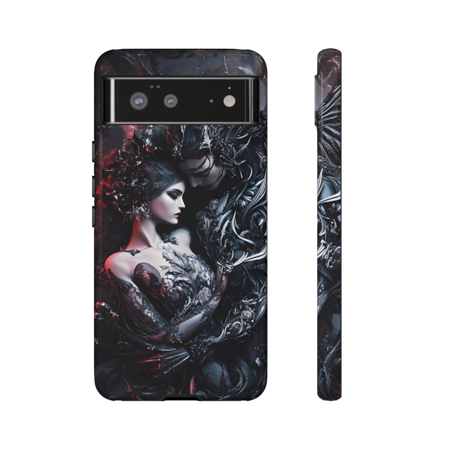 Gothic Couple Phone Case - Victorian Goth Valentine's Day Phone Cases for iPhone 16 15 14 13 12 11, Samsung Galaxy & Google Pixel