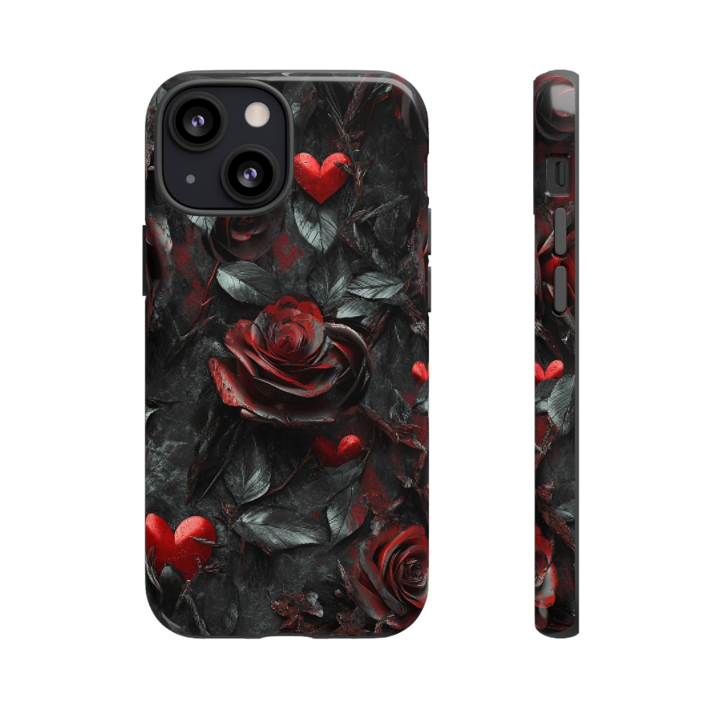 Gothic Valentine Phone Case - Dark Romance Roses and Hearts - iPhone 16 15 14 13 12 11, Samsung Galaxy & Google Pixel Phone Covers