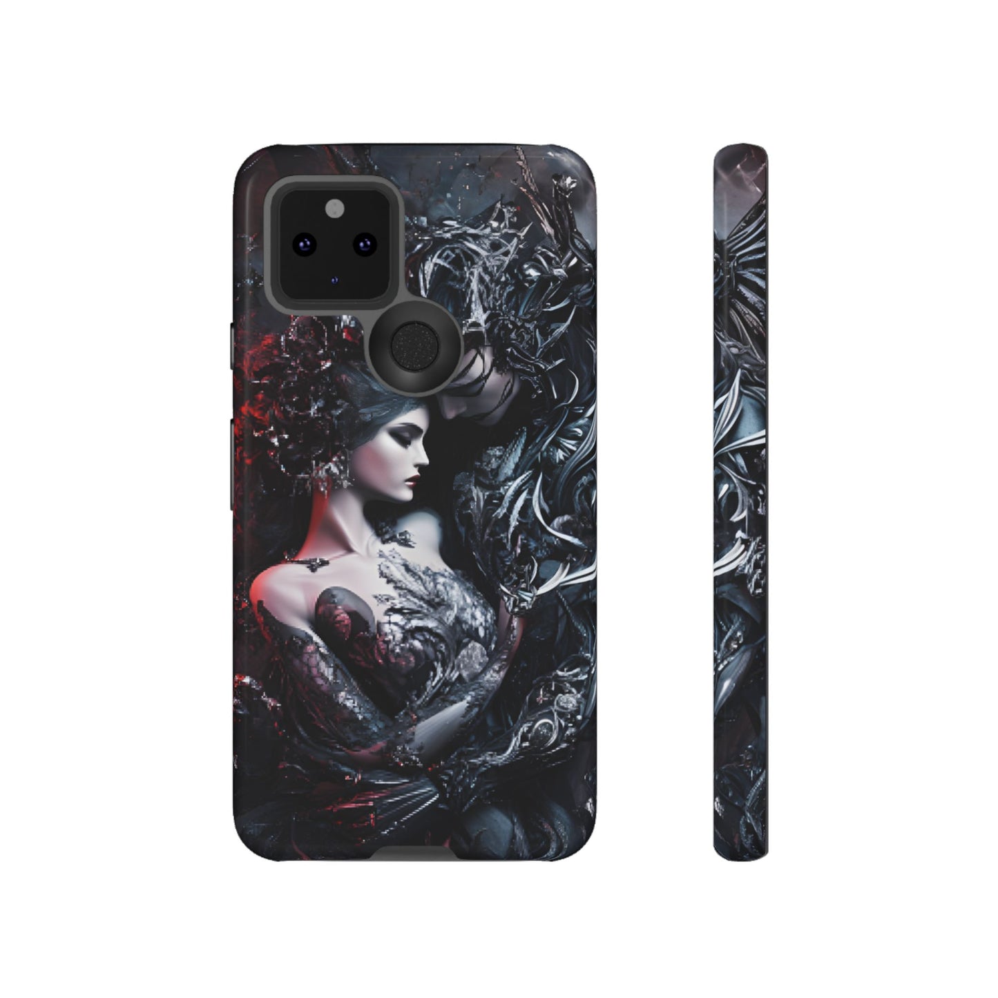 Gothic Couple Phone Case - Victorian Goth Valentine's Day Phone Cases for iPhone 16 15 14 13 12 11, Samsung Galaxy & Google Pixel