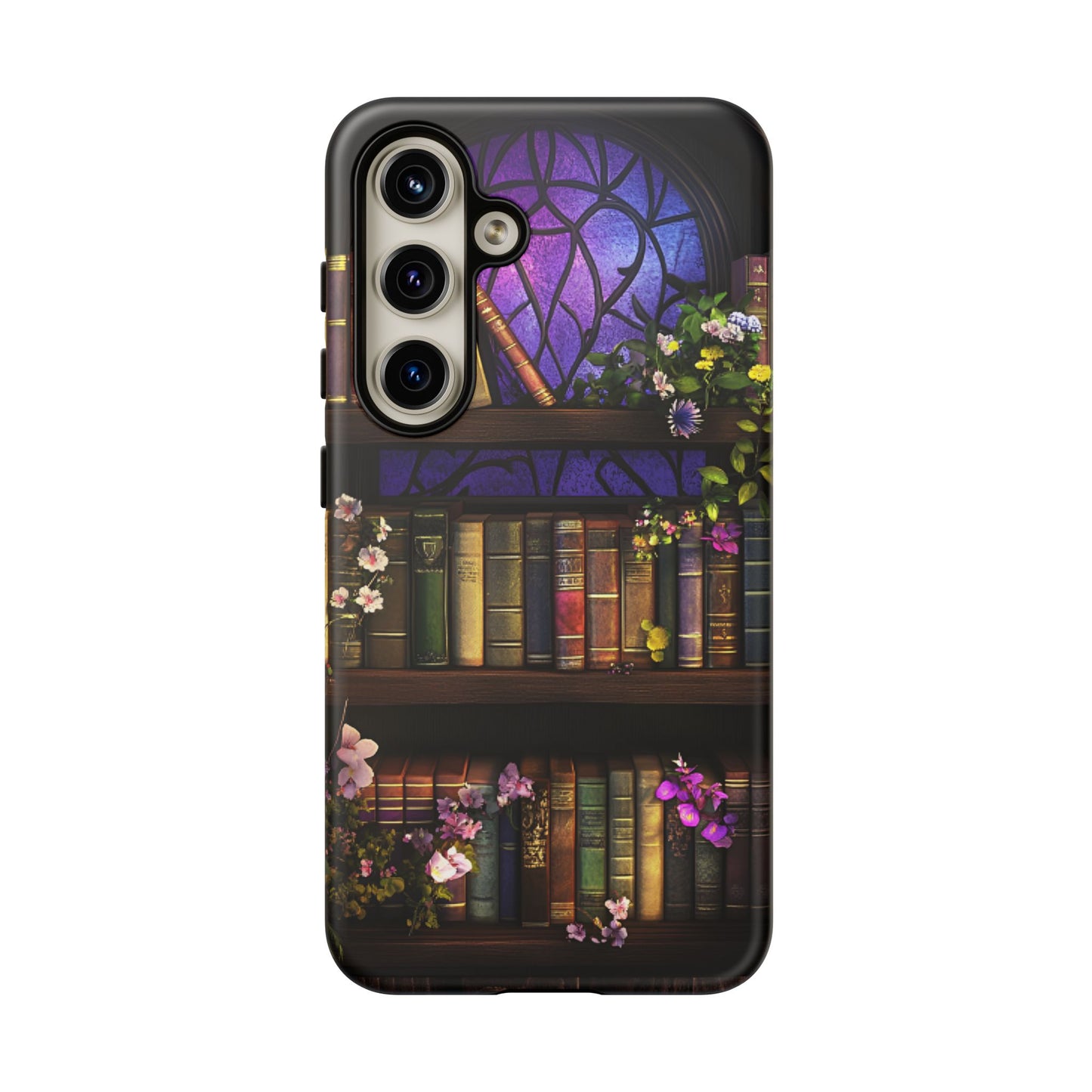 Bookshelf Phone Case - Dark Academia Stained Glass Phone Cases - iPhone 16 15 14 13 12 11, Samsung Galaxy & Google Pixel Phone Covers