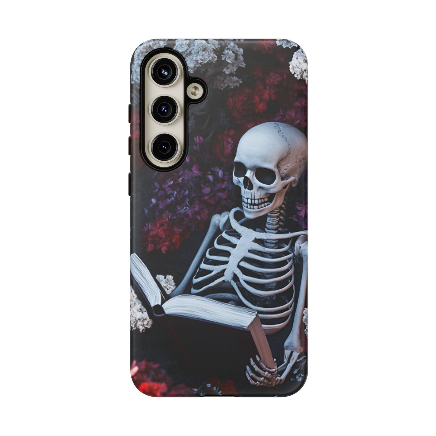 Skeleton Reading Book Phone Case - Bookish Halloween Phone Cases - iPhone 16 15 14 13 12 11, Samsung Galaxy & Google Pixel Phone Covers