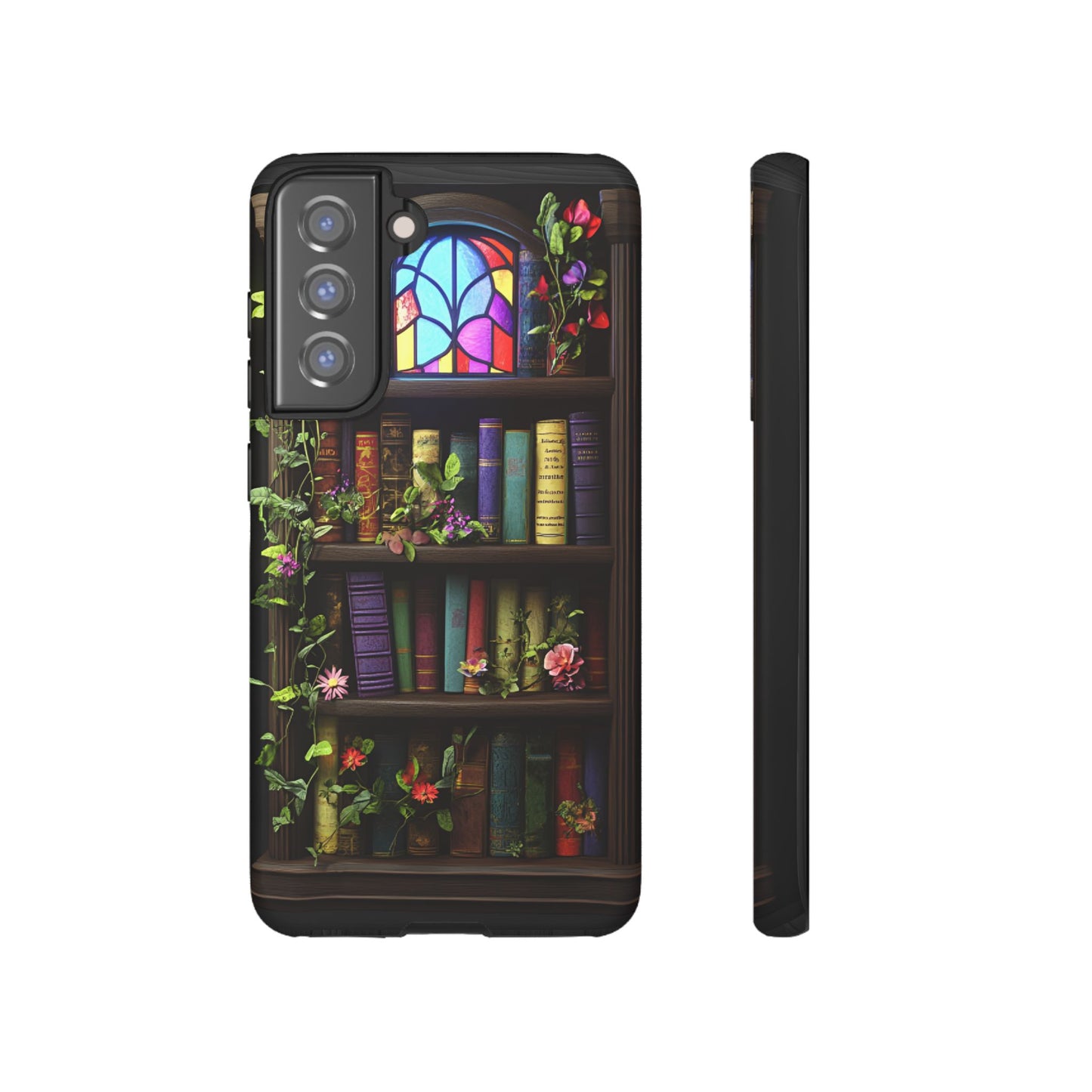 Bookshelf and Stained Glass Window Phone Case - Book Lover Phone Cases - iPhone 16 15 14 13 12 11, Samsung Galaxy & Google Pixel Phone Covers