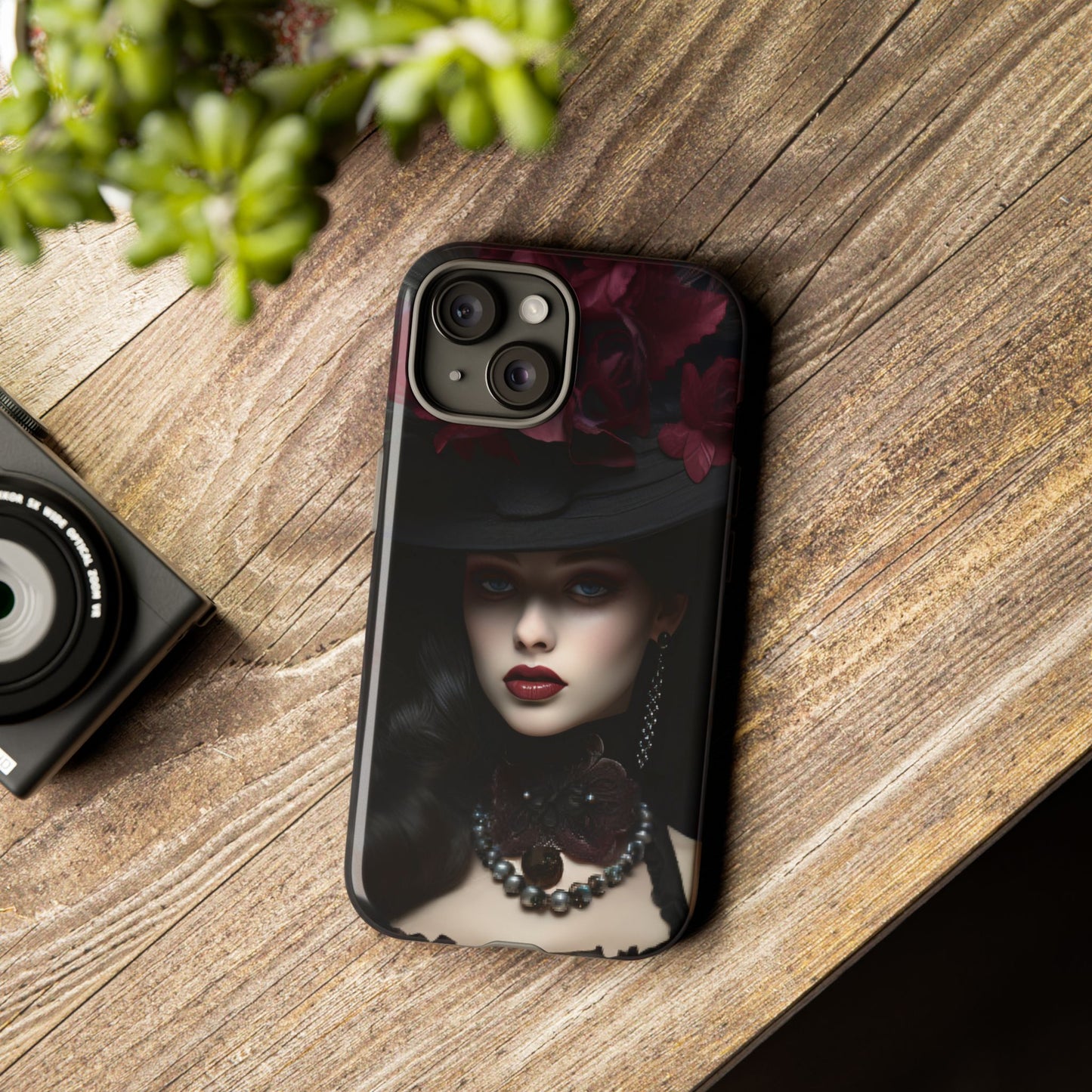 Victorian Goth Phone Case with Vintage Gothic Woman - iPhone 16 15 14 13 12 11, Samsung Galaxy & Google Pixel Phone Covers