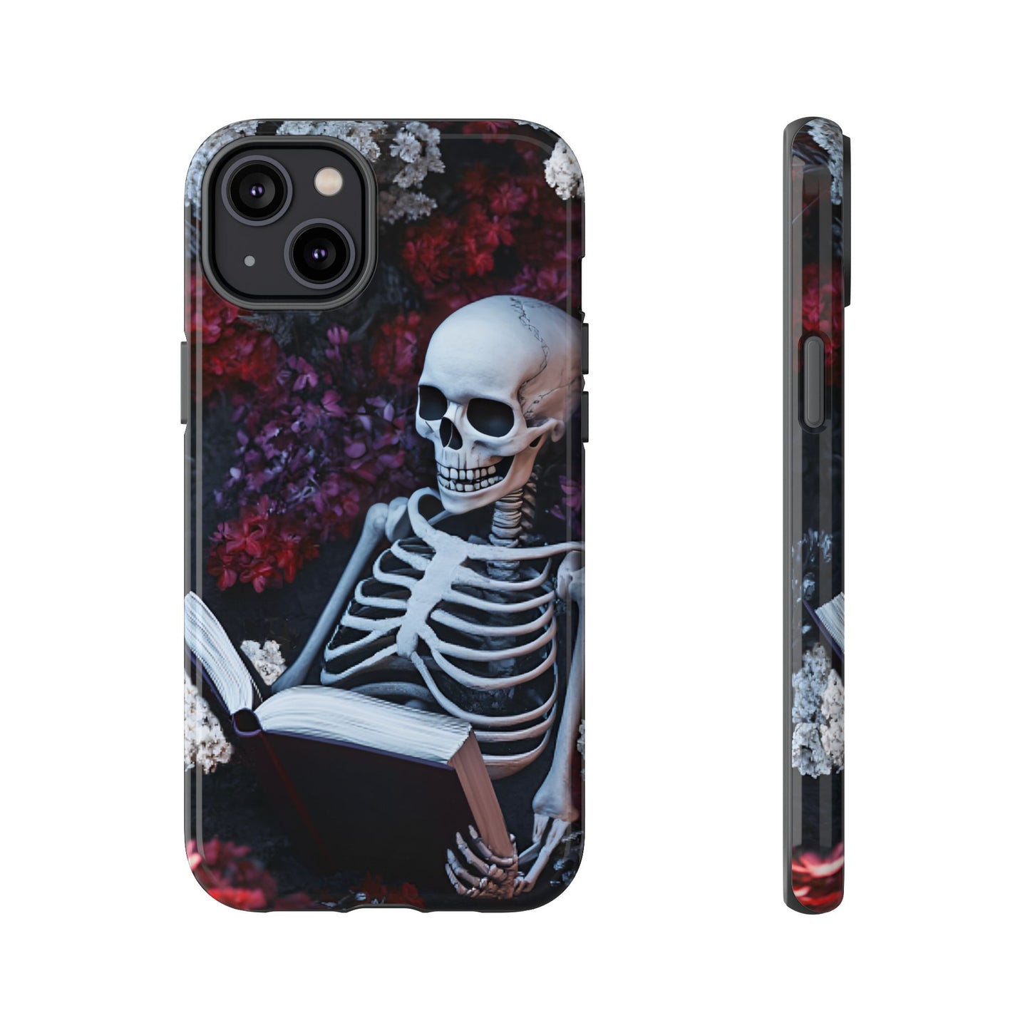 Skeleton Reading Book Phone Case - Bookish Halloween Phone Cases - iPhone 16 15 14 13 12 11, Samsung Galaxy & Google Pixel Phone Covers