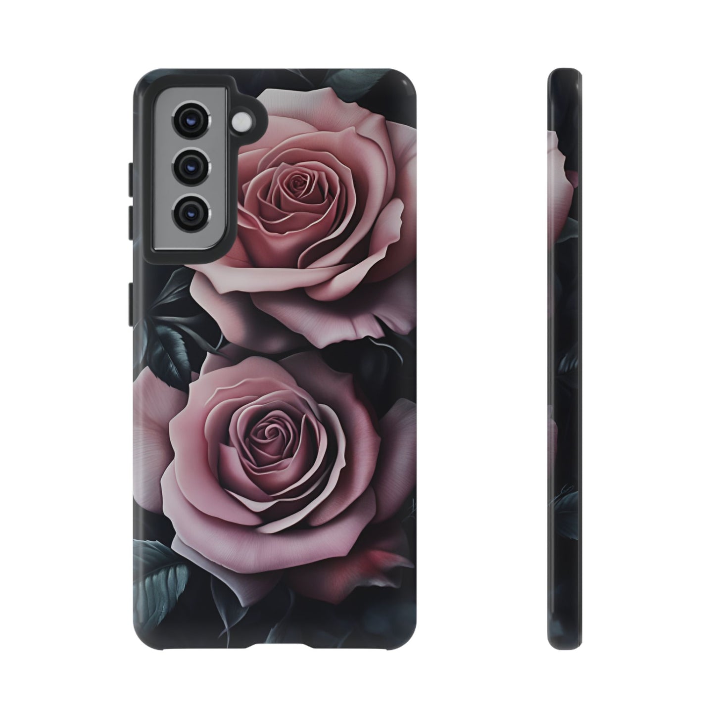 Pastel Goth Roses Phone Case - Gothic Black and Pink Flowers Phone Cases for iPhone 16 15 14 13 12 11, Samsung Galaxy & Google Pixel