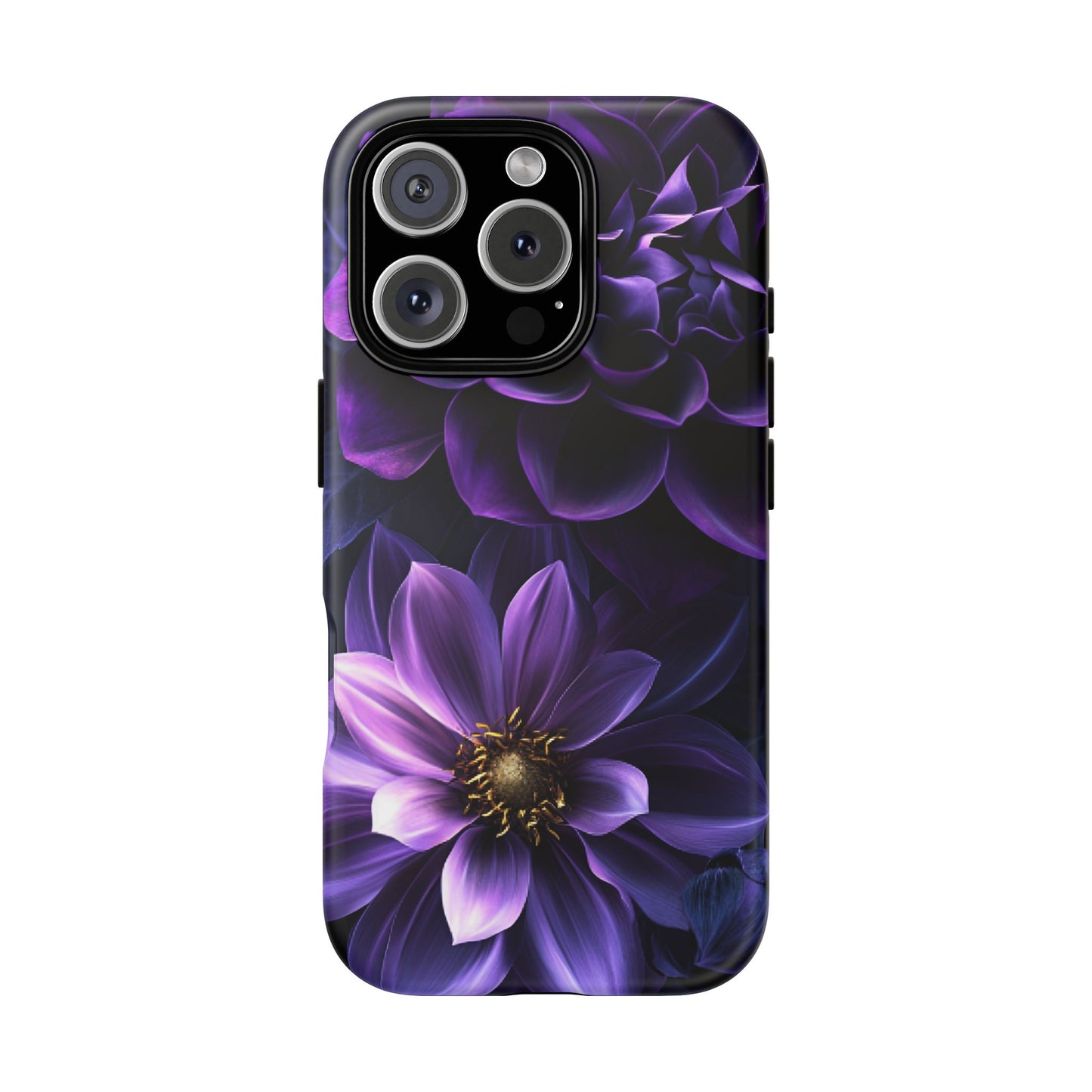 Black and Purple Flowers Phone Case - Dark Gothic Bloom Phone Cases - iPhone 16 15 14 13 12 11, Samsung Galaxy & Google Pixel Phone Covers