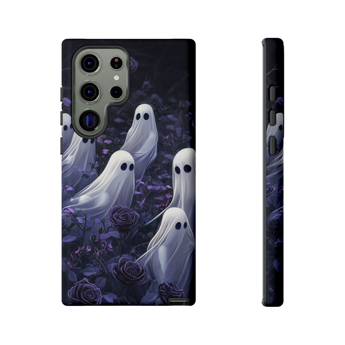 Halloween Phone Case - Ghosts in Purple Rose Garden for iPhone 16 15 14 13 12 11, Samsung Galaxy & Google Pixel Phone Covers