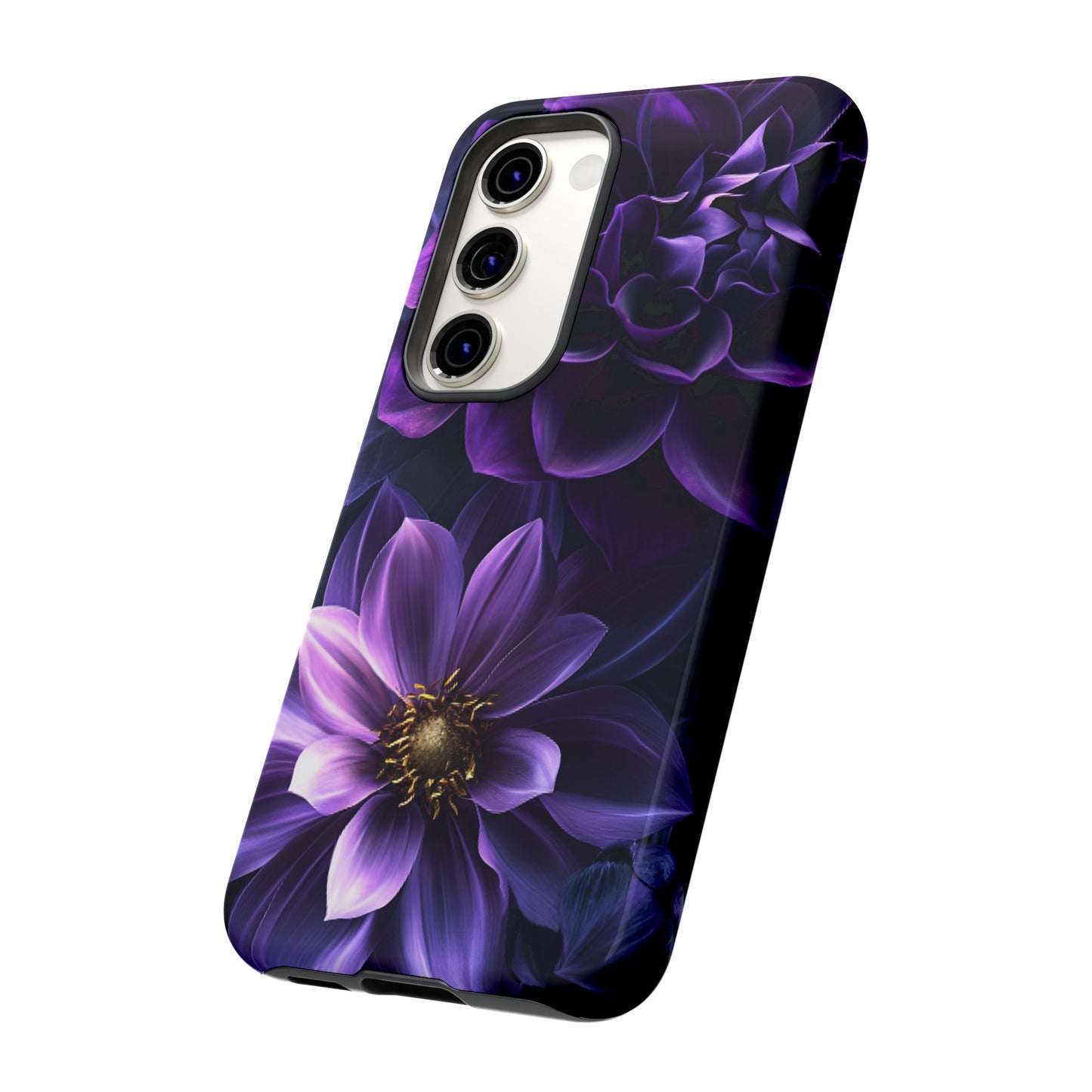 Black and Purple Flowers Phone Case - Dark Gothic Bloom Phone Cases - iPhone 16 15 14 13 12 11, Samsung Galaxy & Google Pixel Phone Covers