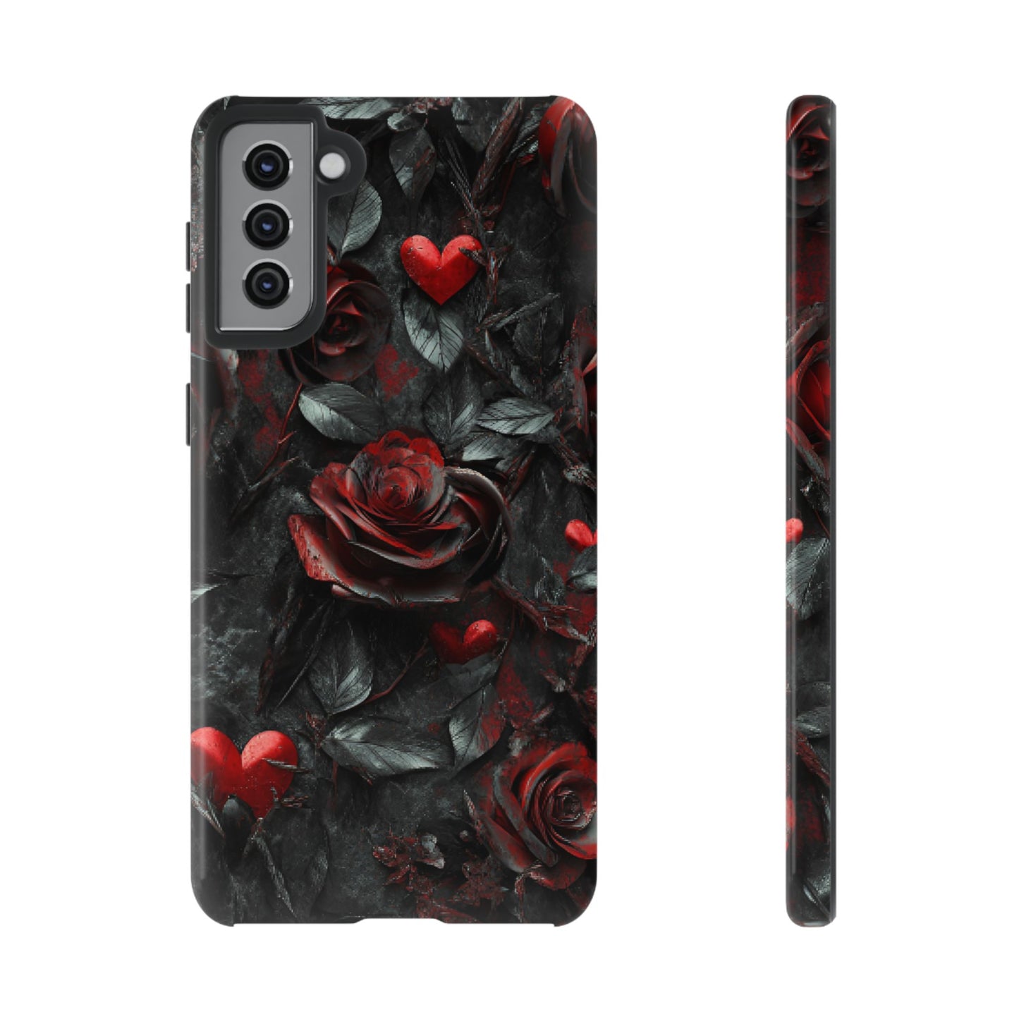 Gothic Valentine Phone Case - Dark Romance Roses and Hearts - iPhone 16 15 14 13 12 11, Samsung Galaxy & Google Pixel Phone Covers