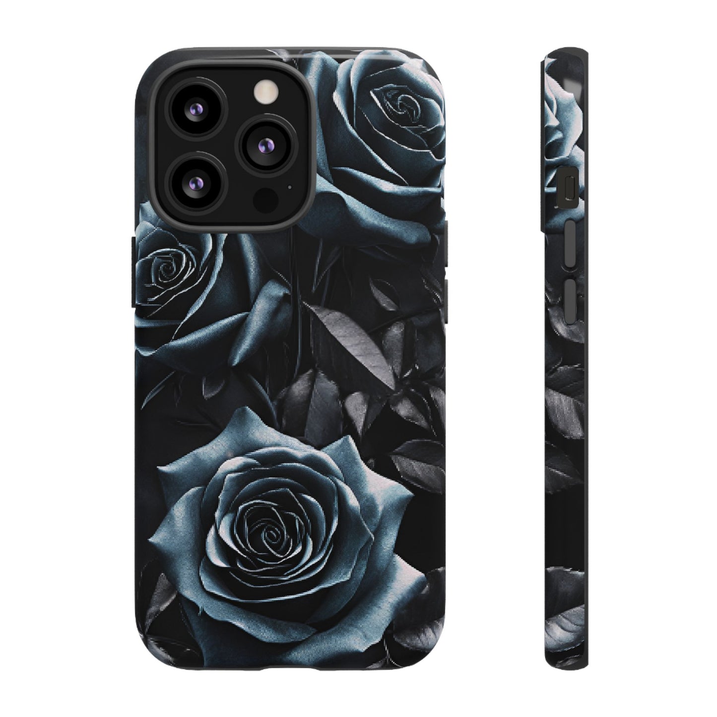 Black and Blue Roses Phone Case - Dark and Moody Gothic Flower Phone Cases - iPhone 16 15 14 13 12 11, Samsung Galaxy & Google Pixel Phone Covers