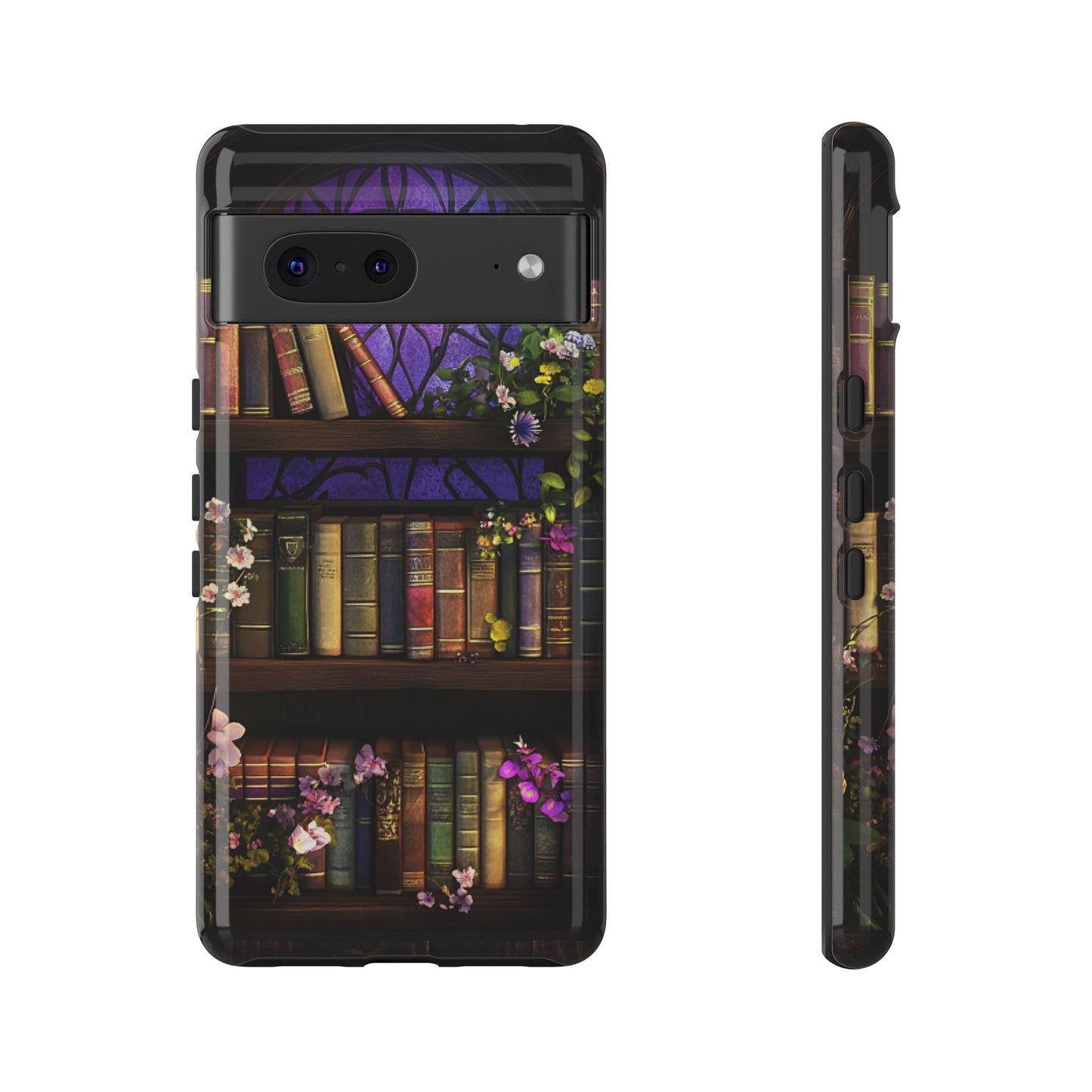 Bookshelf Phone Case - Dark Academia Stained Glass Phone Cases for iPhone 16 15 14 13 12 11, Samsung Galaxy & Google Pixel