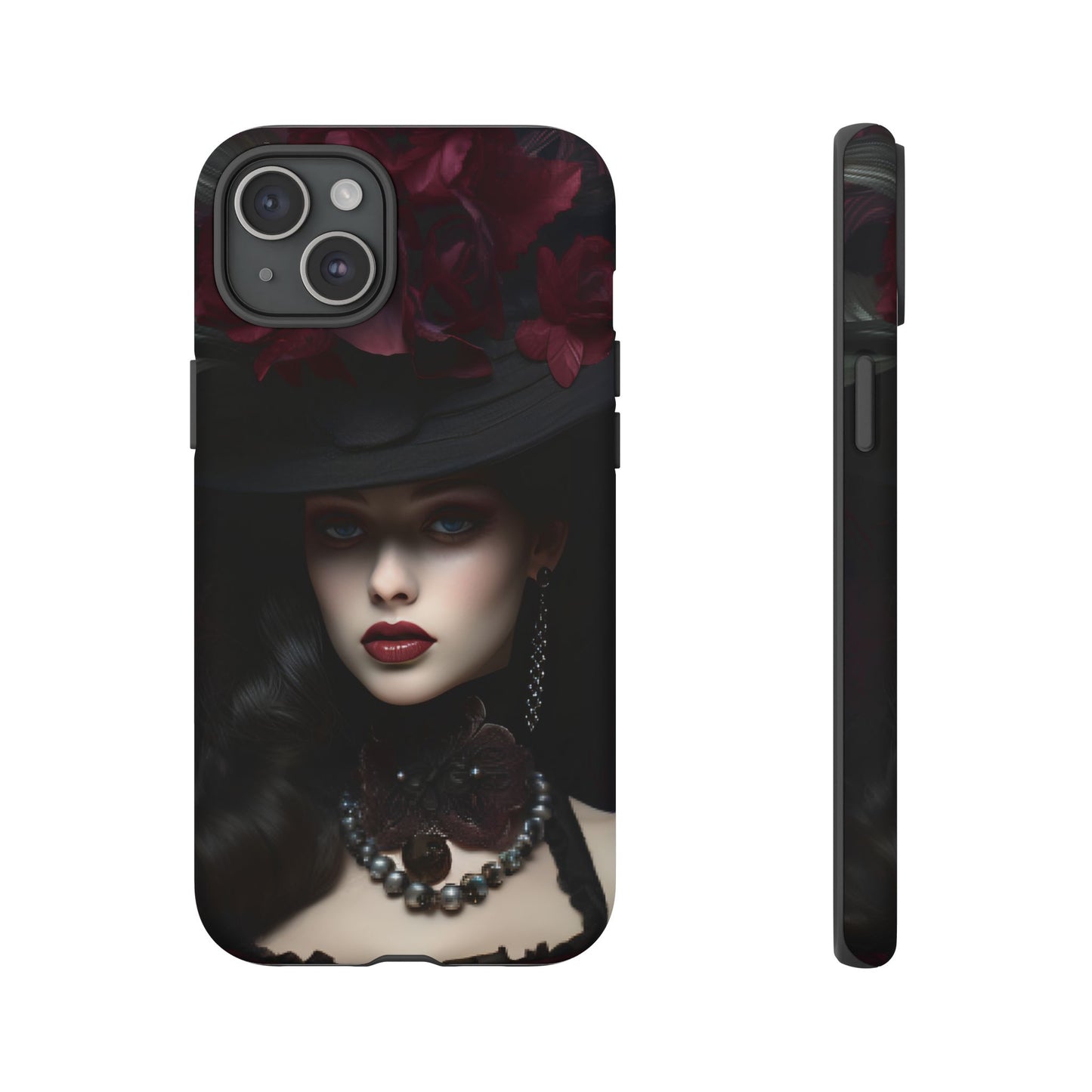 Victorian Goth Phone Case with Vintage Gothic Woman - iPhone 16 15 14 13 12 11, Samsung Galaxy & Google Pixel Phone Covers