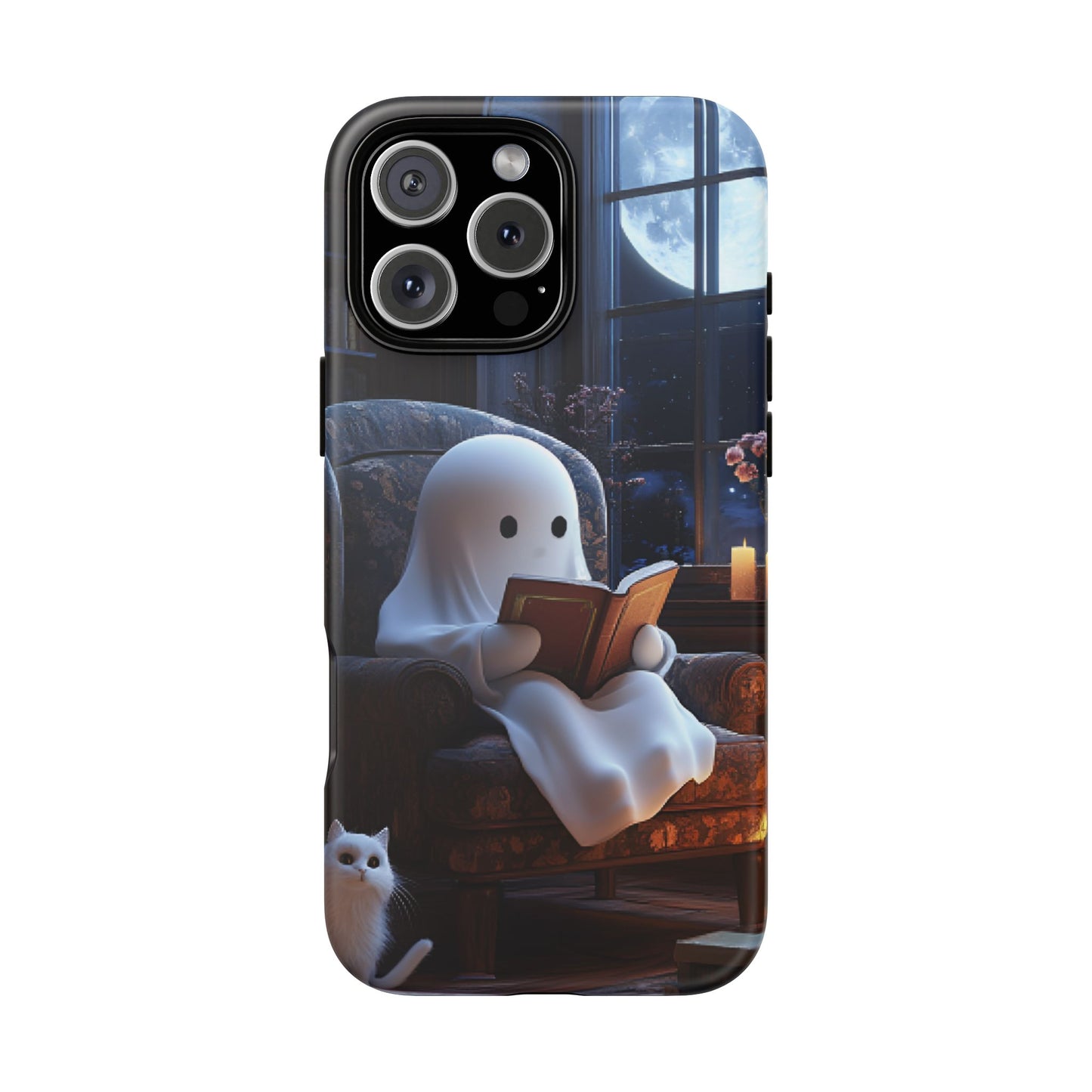 Ghost Reading Book Phone Case - Bookish Halloween Phone Cases for iPhone 16 15 14 13 12 11, Samsung Galaxy & Google Pixel