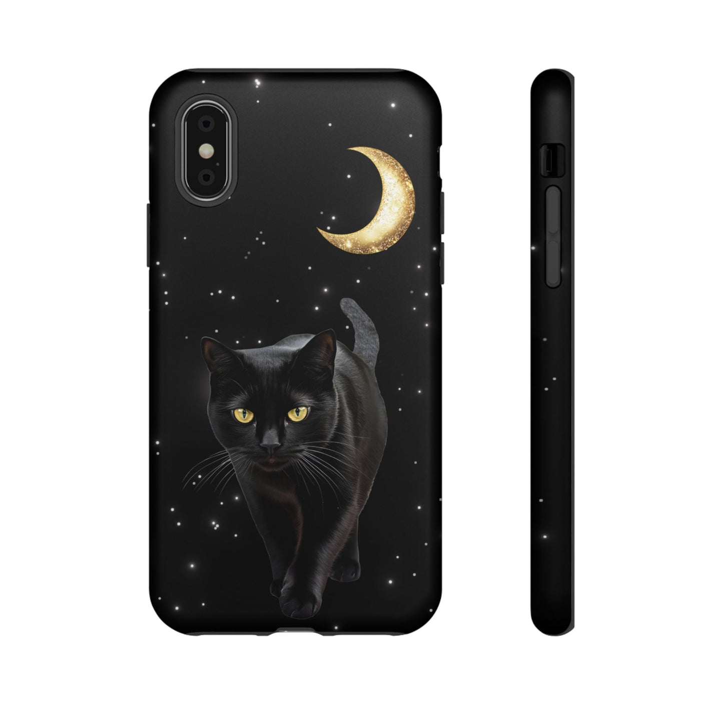 Black Cat and Moon Phone Case - Celestial Cat Lover Phone Cases - iPhone 16 15 14 13 12 11, Samsung Galaxy & Google Pixel Phone Covers - Boo and Bewear