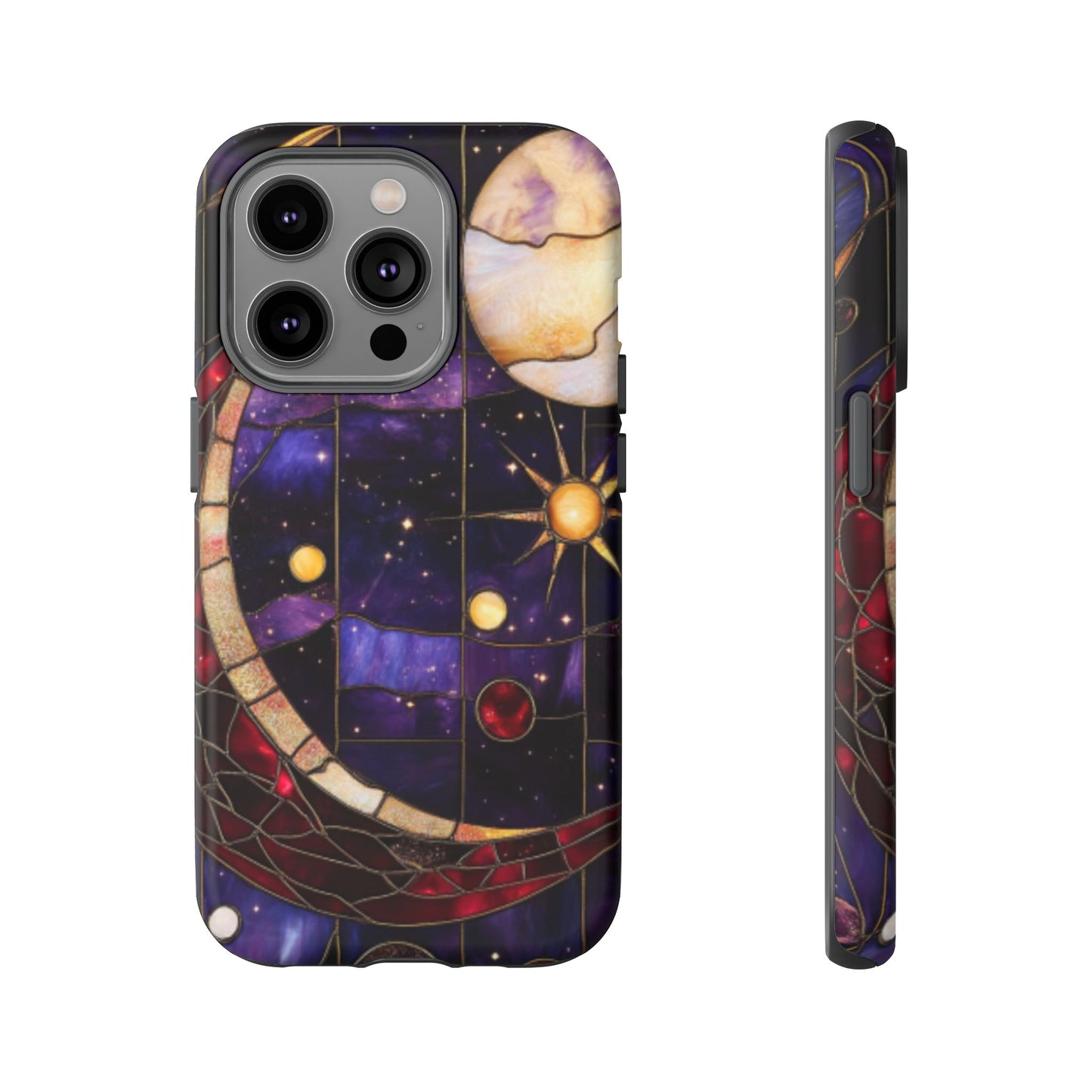 Celestial Stained Glass Phone Case for iPhone 16 15 14 13 12 11, Samsung Galaxy & Google Pixel