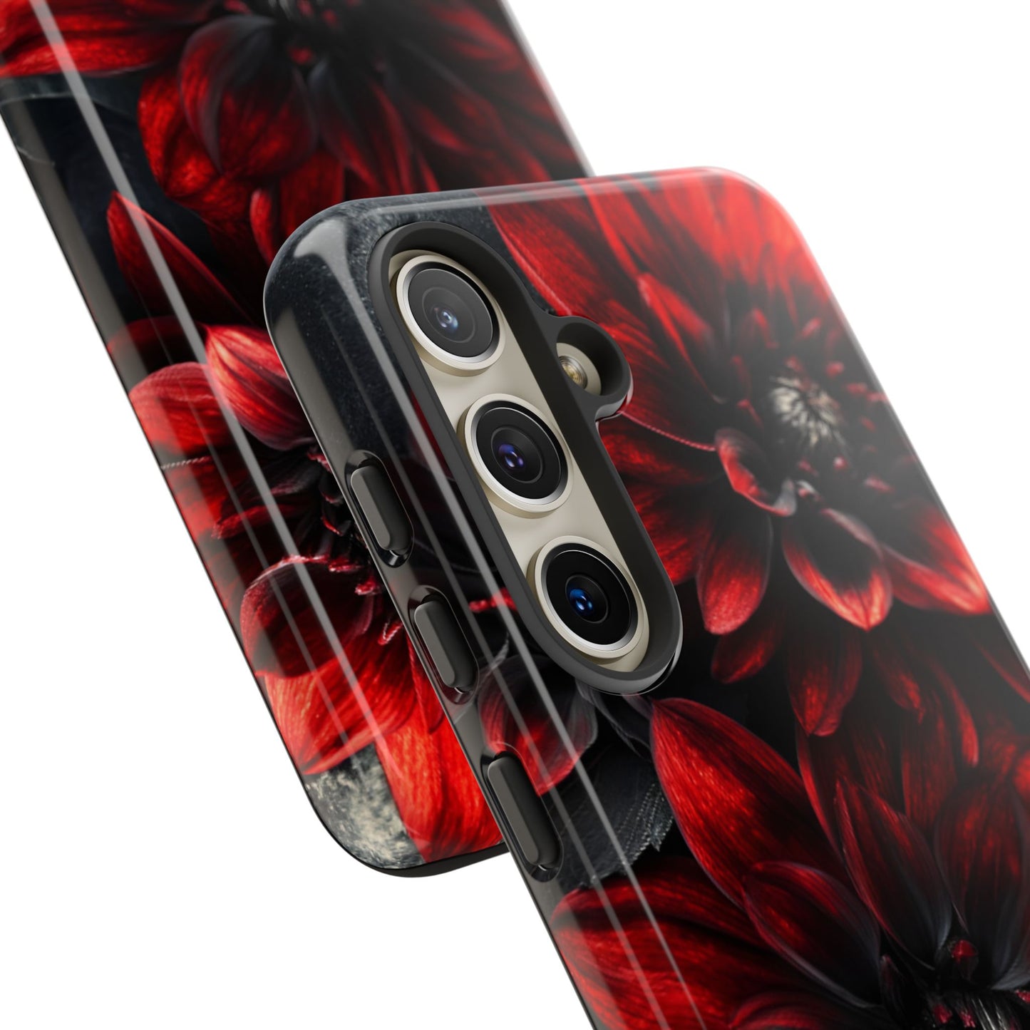 Black and Red Flower Phone Case - Gothic Dark Floral Phone Cases - iPhone 16 15 14 13 12 11, Samsung Galaxy & Google Pixel Phone Covers