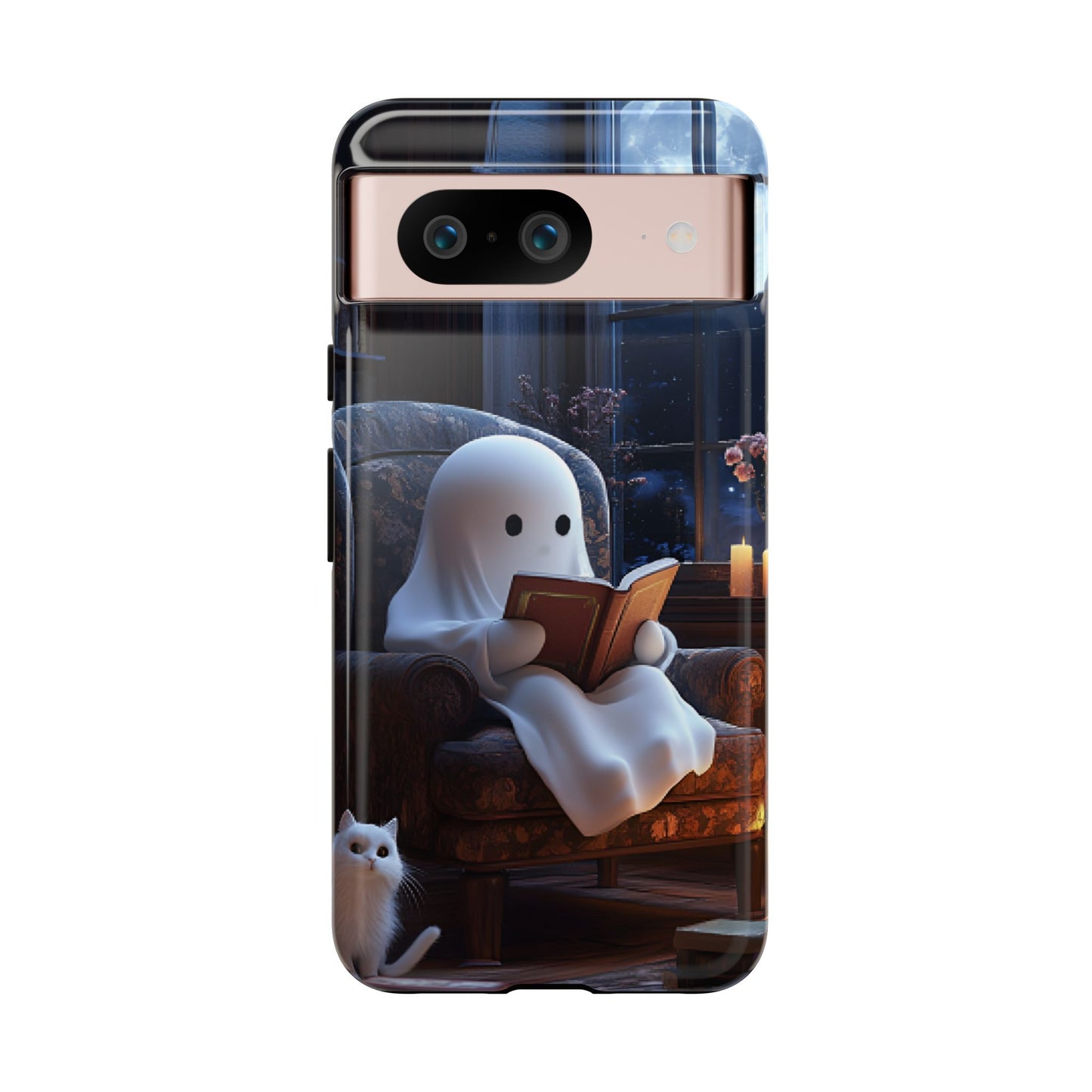 Ghost Reading Book Phone Case - Bookish Halloween Phone Cases - iPhone 16 15 14 13 12 11, Samsung Galaxy & Google Pixel Phone Covers