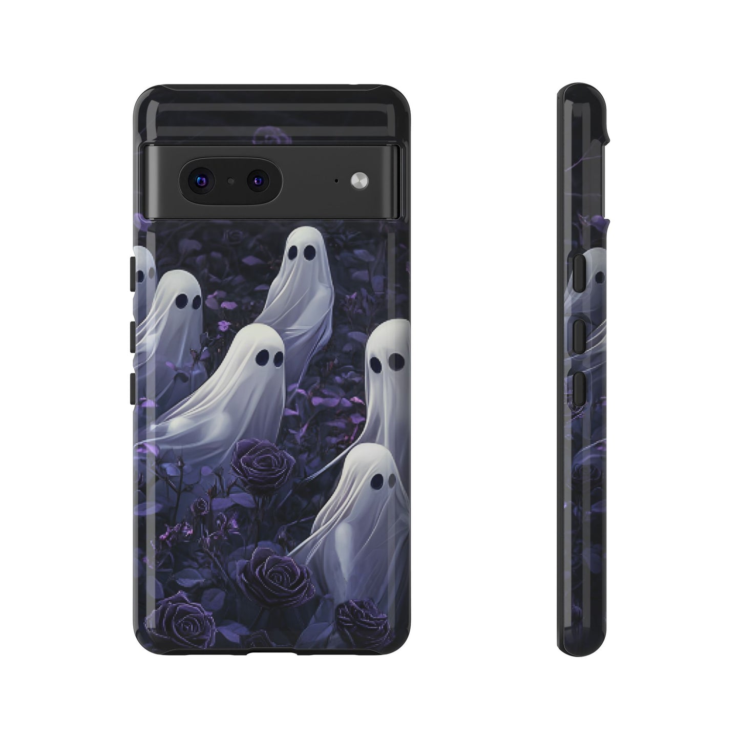 Halloween Phone Case - Ghosts in Purple Rose Garden for iPhone 16 15 14 13 12 11, Samsung Galaxy & Google Pixel Phone Covers