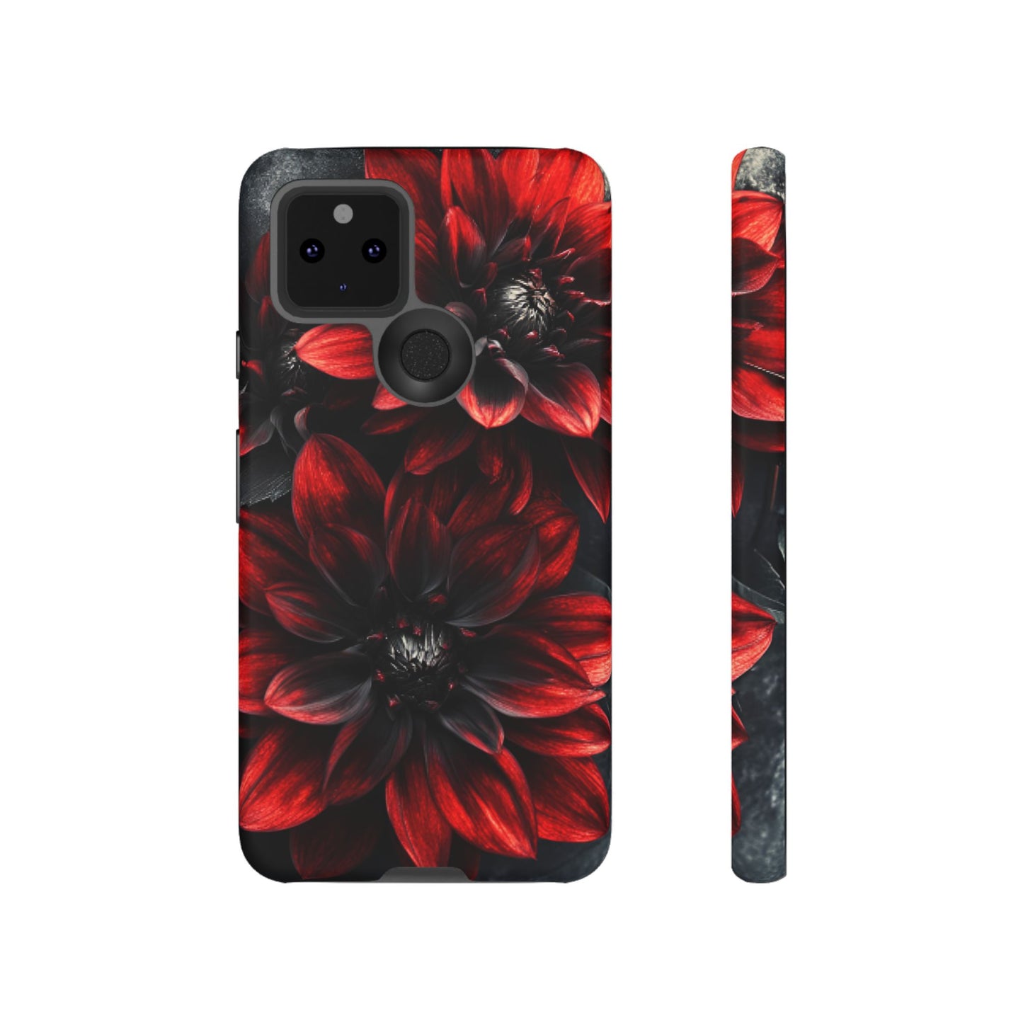 Black and Red Flower Phone Case - Gothic Dark Floral Phone Cases for iPhone 16 15 14 13 12 11, Samsung Galaxy & Google Pixel