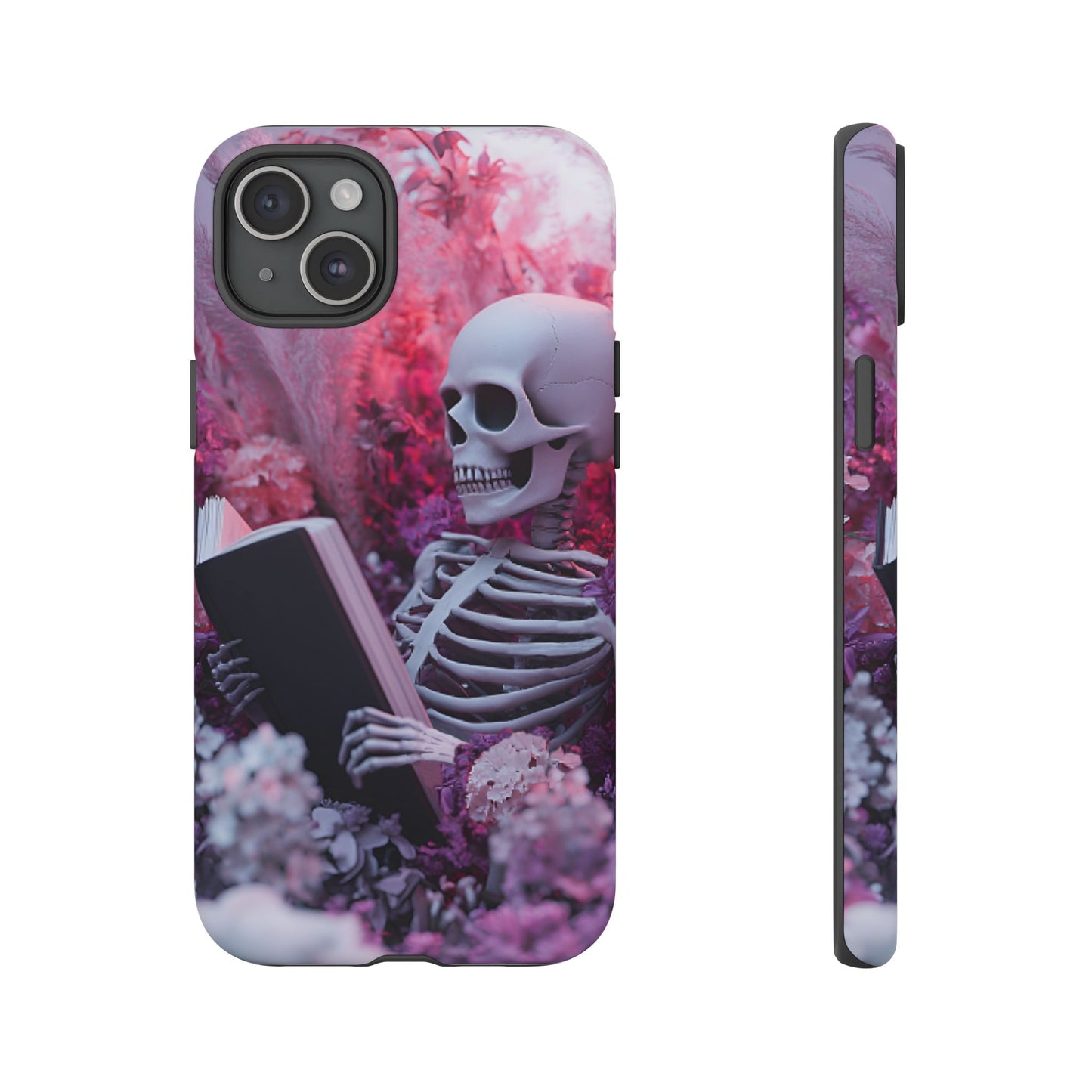 Bookish Skeleton Phone Case - Spooky Floral Halloween Phone Cases for Phone 16 15 14 13 12 11, Samsung Galaxy & Google Pixel