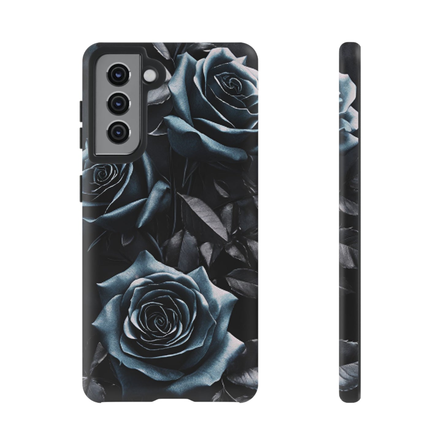 Black and Blue Roses Phone Case - Dark and Moody Gothic Flower Phone Cases - iPhone 16 15 14 13 12 11, Samsung Galaxy & Google Pixel Phone Covers