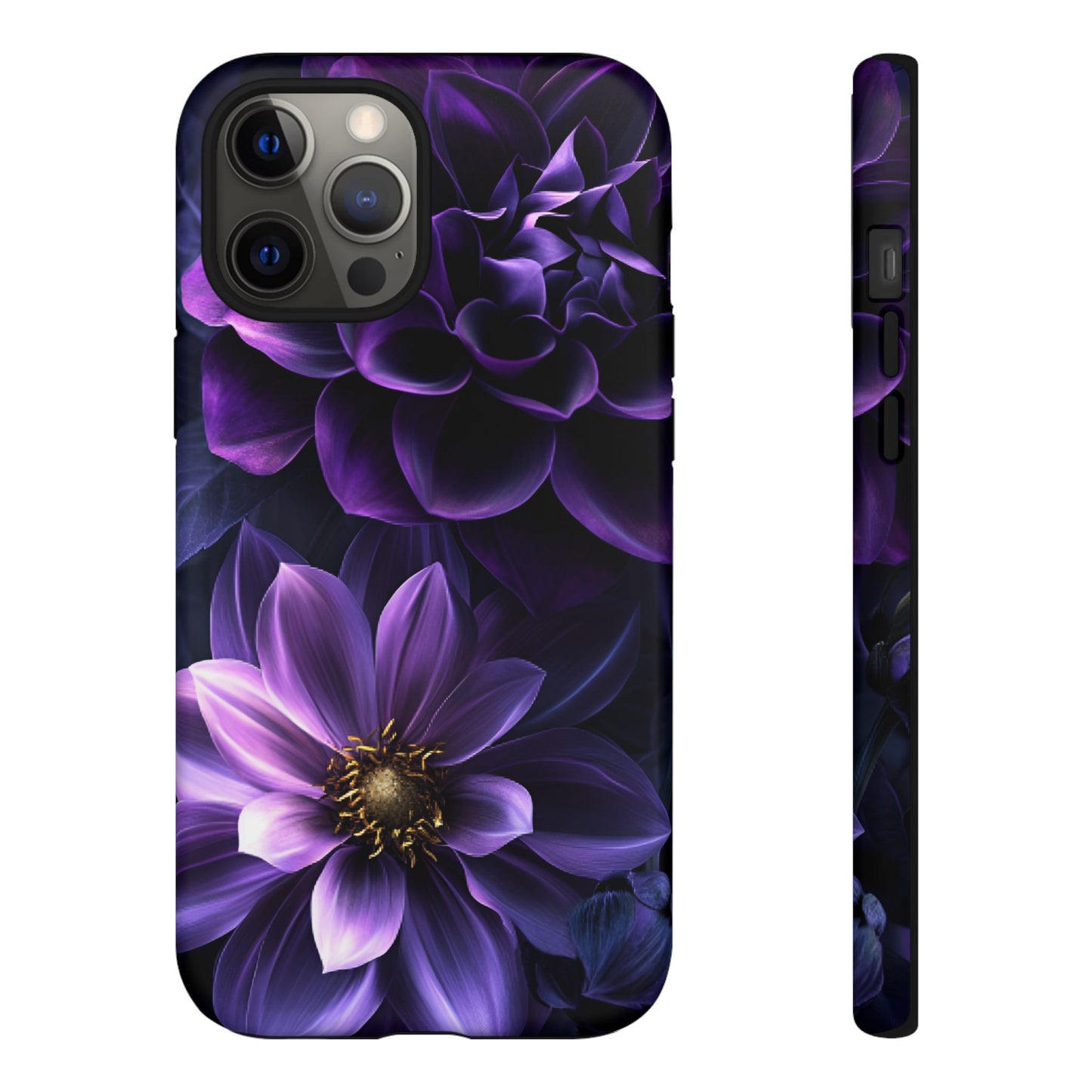 Black and Purple Flowers Phone Case - Dark Gothic Bloom Phone Cases for iPhone 16 15 14 13 12 11, Samsung Galaxy & Google Pixel