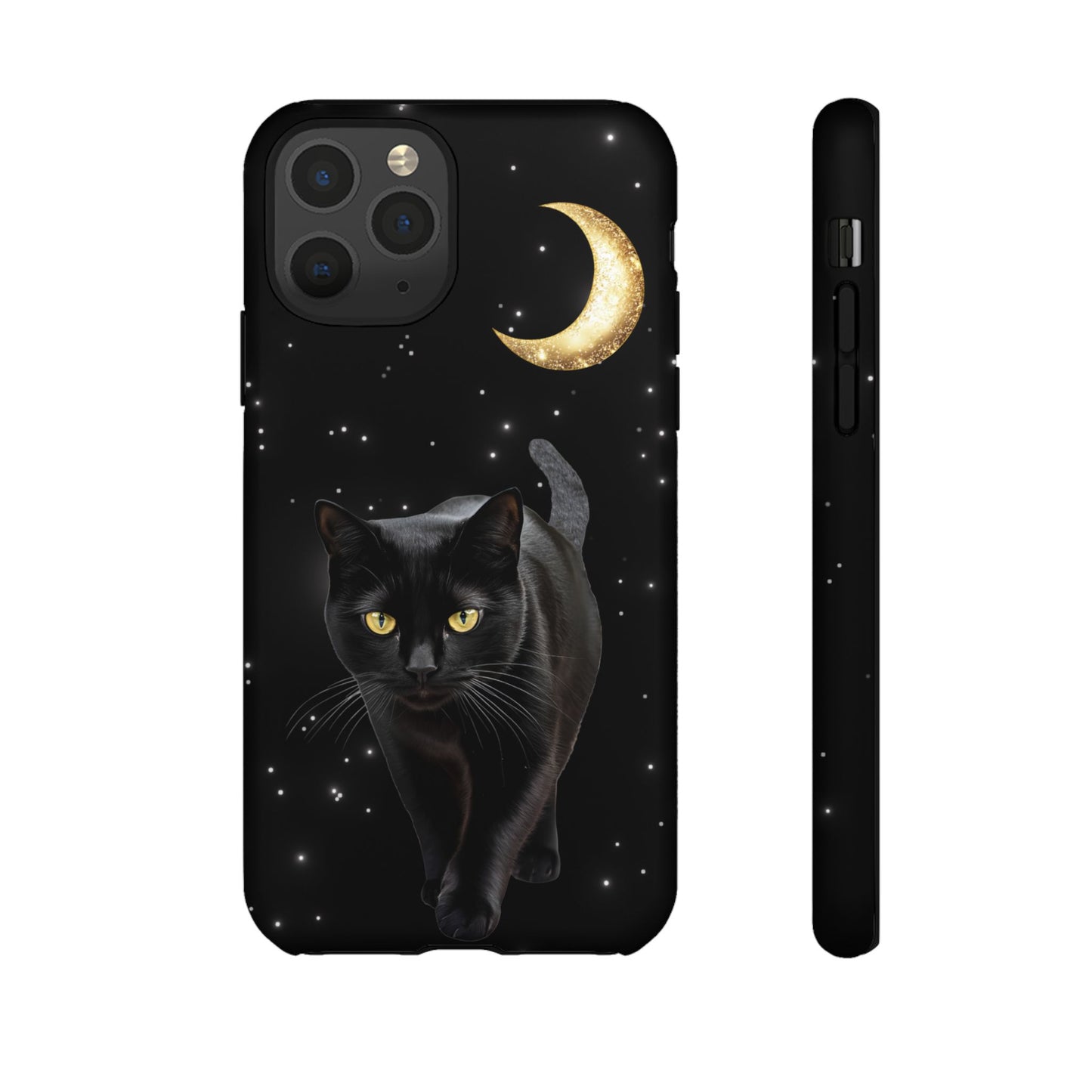 Black Cat and Moon Phone Case - Celestial Cat Lover Phone Cases for iPhone 16 15 14 13 12 11, Samsung Galaxy & Google Pixel