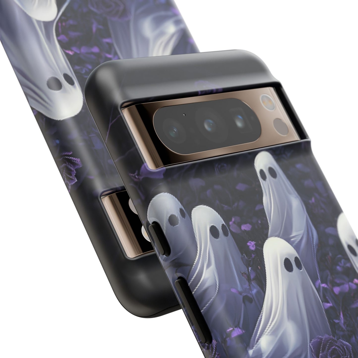 Halloween Phone Case - Ghosts in Purple Rose Garden for iPhone 16 15 14 13 12 11, Samsung Galaxy & Google Pixel Phone Covers