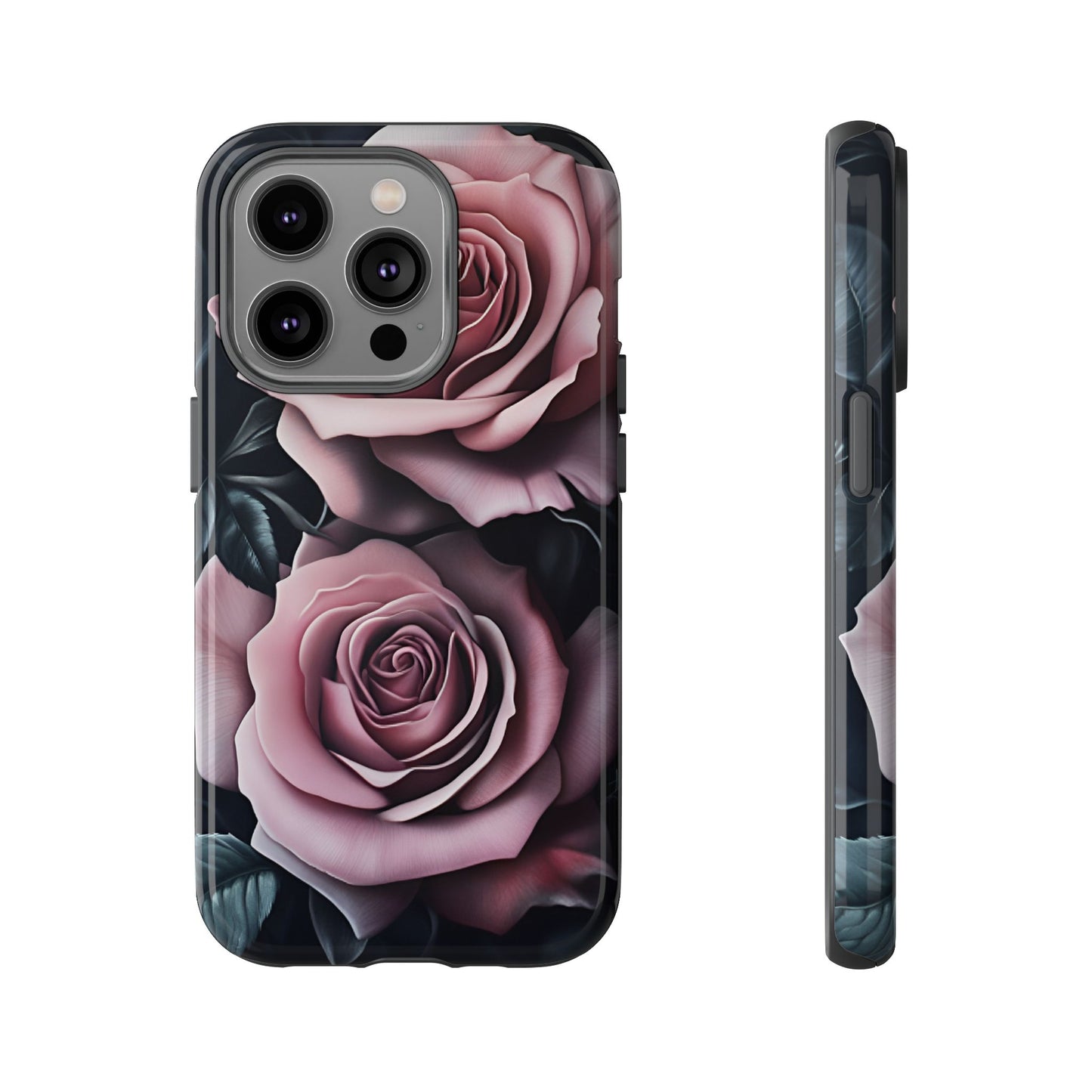 Pastel Goth Roses Phone Case - Gothic Black and Pink Flowers Phone Cases for iPhone 16 15 14 13 12 11, Samsung Galaxy & Google Pixel