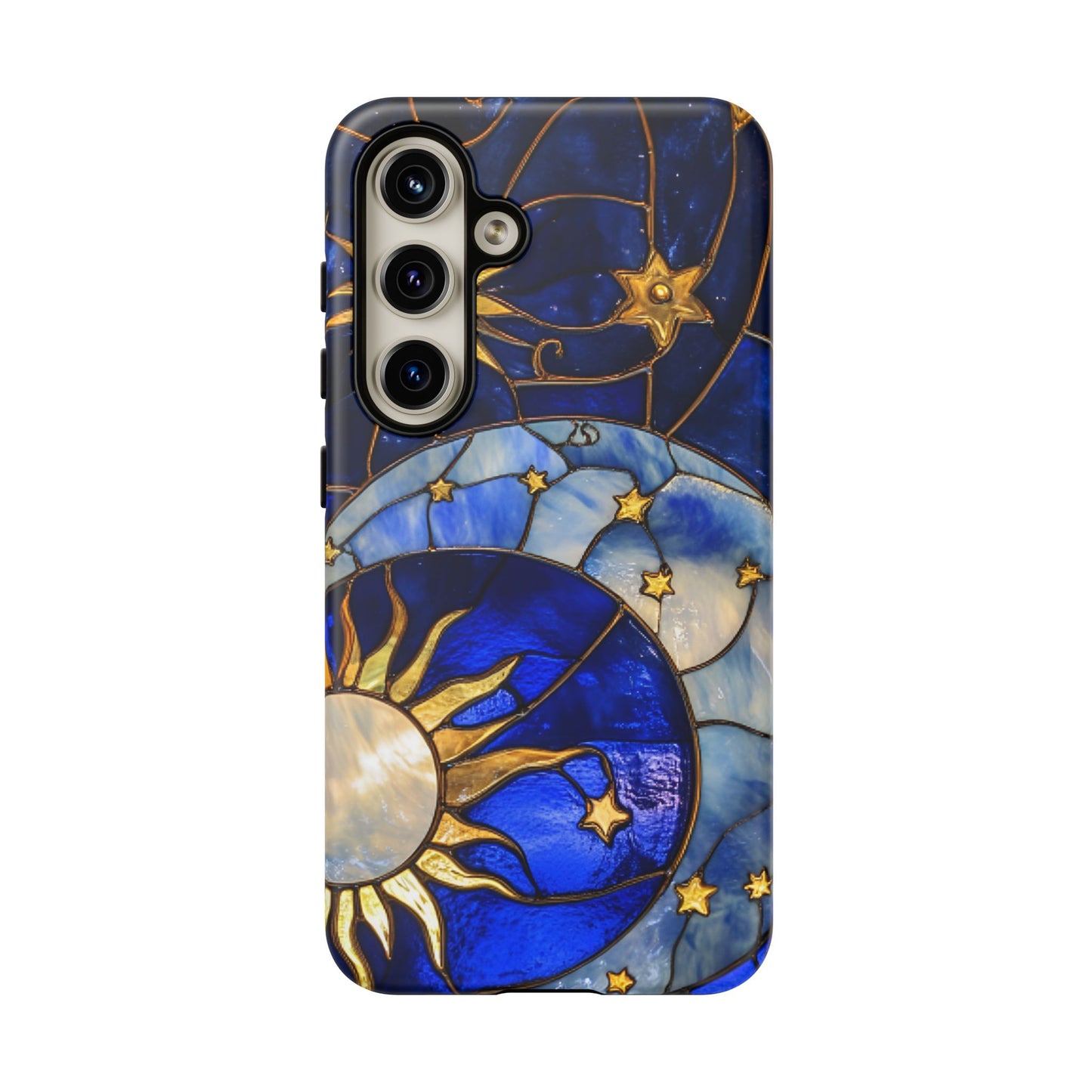 Moon and Sun Stained Glass Phone Case for iPhone 16 15 14 13 12 11, Samsung Galaxy & Google Pixel