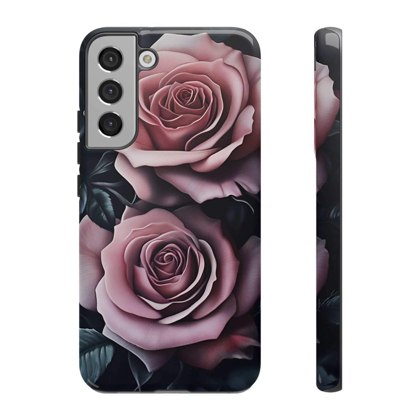 Pastel Goth Roses Phone Case - Gothic Black and Pink Flowers Phone Cases for iPhone 16 15 14 13 12 11, Samsung Galaxy & Google Pixel