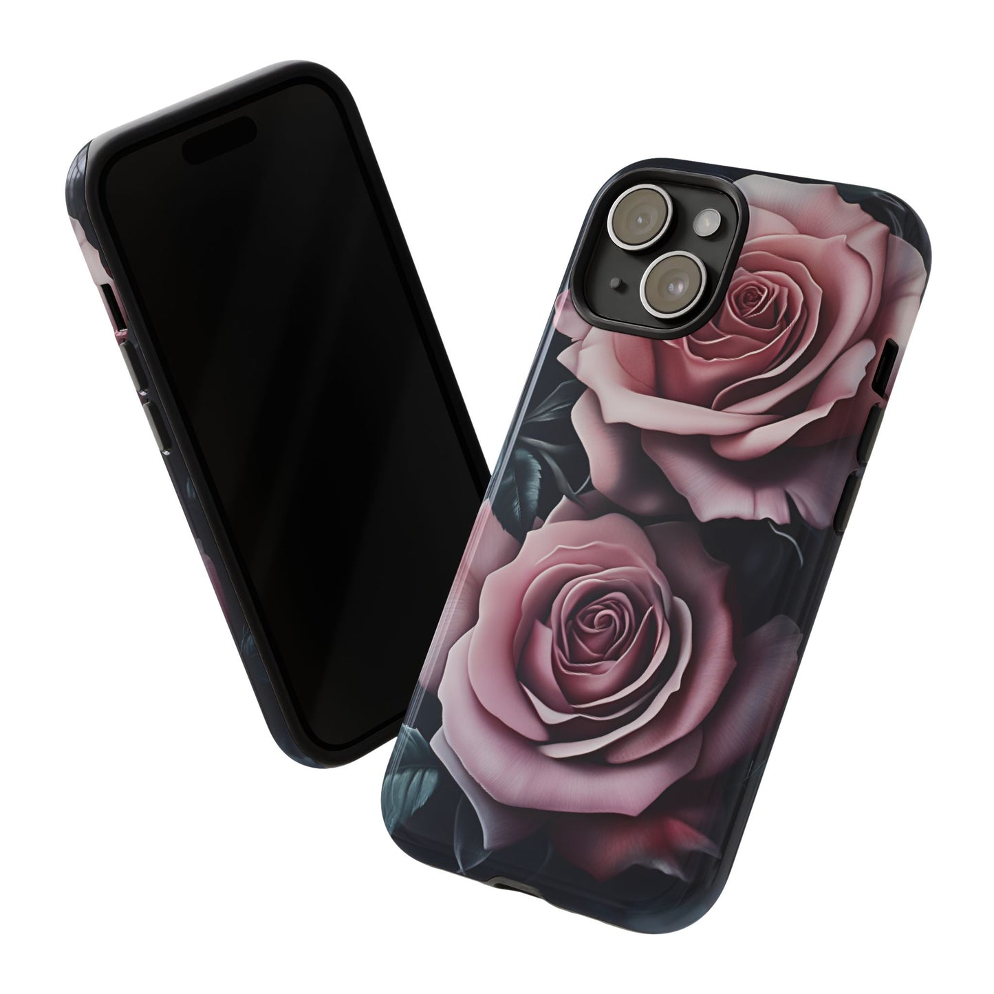 Pastel Goth Roses Phone Case - Gothic Black and Pink Flowers Phone Cases - iPhone 16 15 14 13 12 11, Samsung Galaxy & Google Pixel Phone Covers