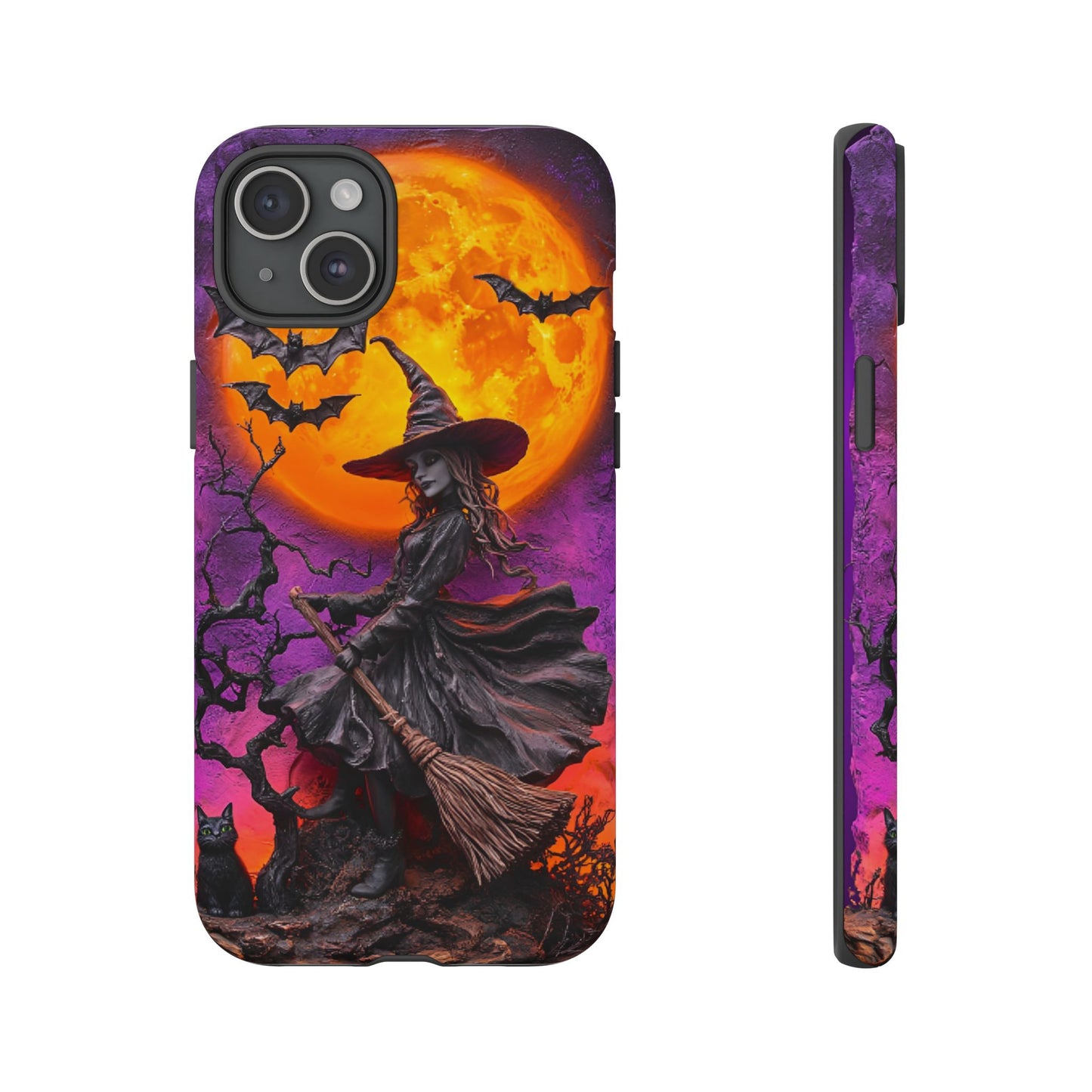 Witch and Bats Phone Case - Witchy Halloween Phone Cases for iPhone 16 15 14 13 12 11, Samsung Galaxy & Google Pixel