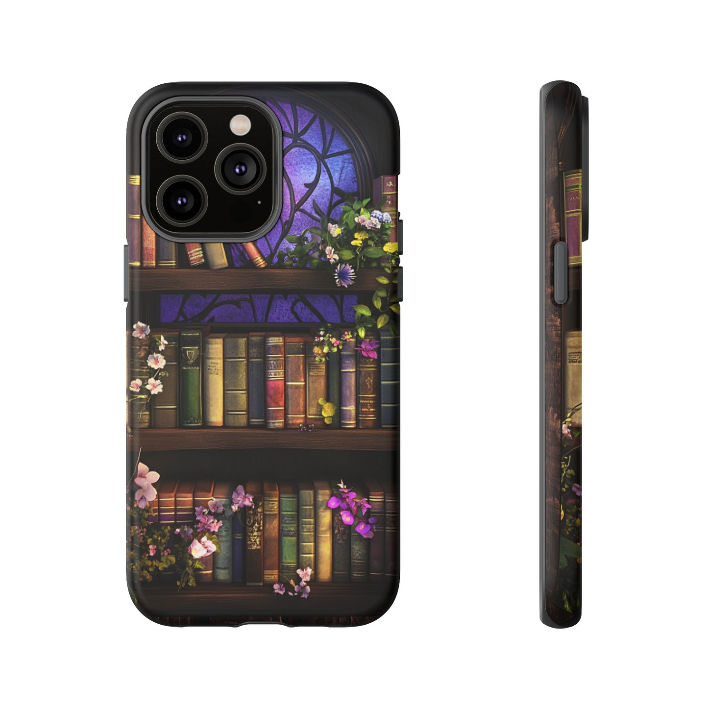 Bookshelf Phone Case - Dark Academia Stained Glass Phone Cases - iPhone 16 15 14 13 12 11, Samsung Galaxy & Google Pixel Phone Covers