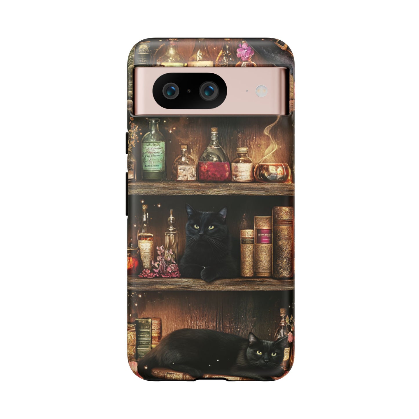 Witch Bookshelf Phone Case - Witchy Books Potions and Black Cats for iPhone 16 15 14 13 12 11, Samsung Galaxy & Google Pixel