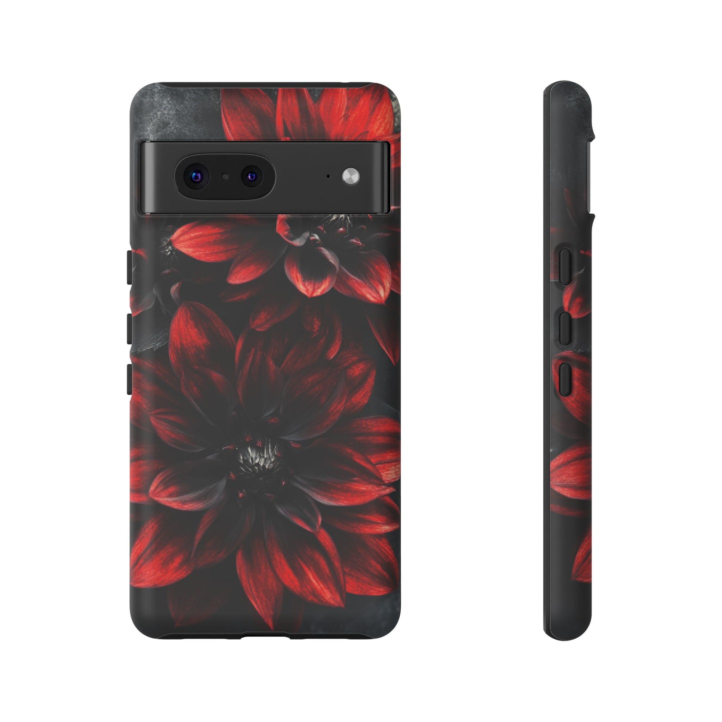 Black and Red Flower Phone Case - Gothic Dark Floral Phone Cases for iPhone 16 15 14 13 12 11, Samsung Galaxy & Google Pixel