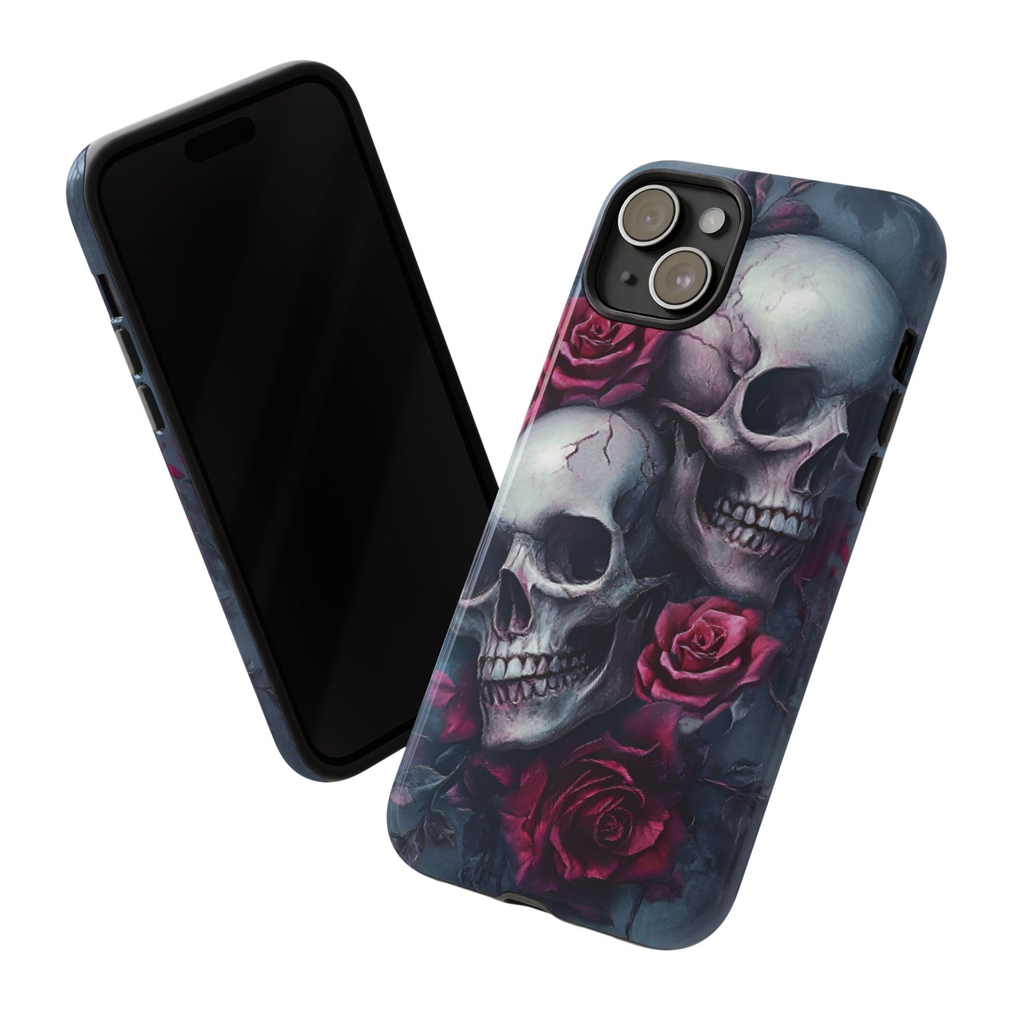 Skulls and Roses Phone Case - Gothic Dark Romance Phone Cases for iPhone 16 15 14 13 12 11, Samsung Galaxy & Google Pixel