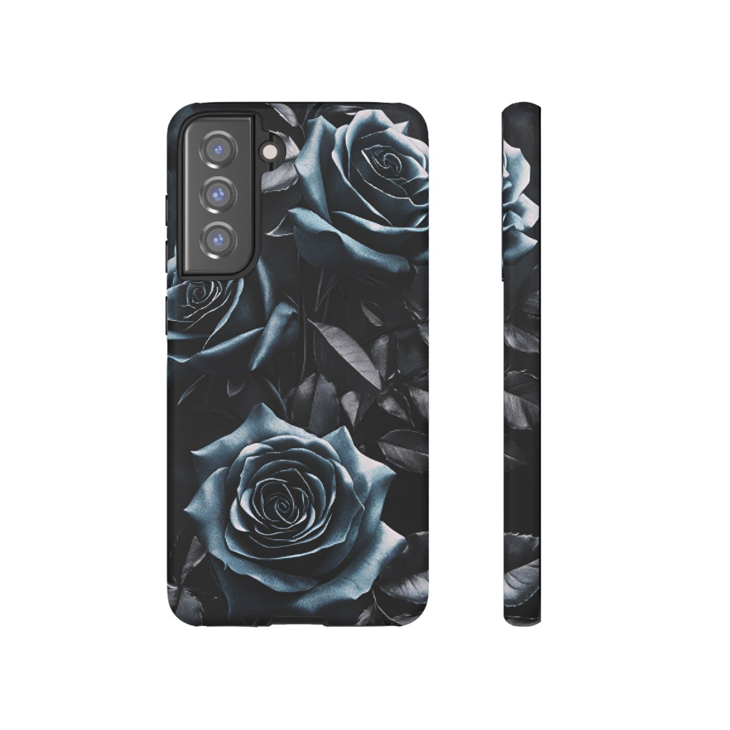 Black and Blue Roses Phone Case - Dark and Moody Gothic Flower Phone Cases for iPhone 16 15 14 13 12 11, Samsung Galaxy & Google Pixel