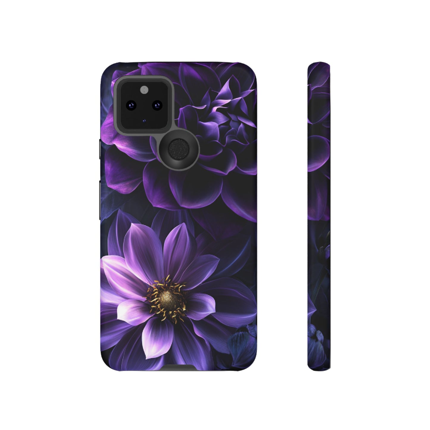 Black and Purple Flowers Phone Case - Dark Gothic Bloom Phone Cases for iPhone 16 15 14 13 12 11, Samsung Galaxy & Google Pixel