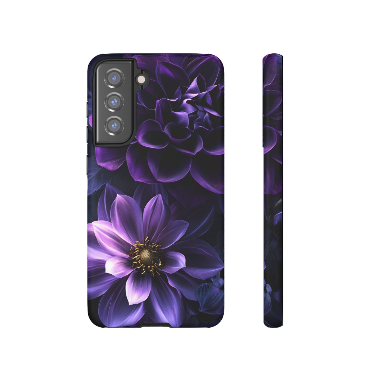 Black and Purple Flowers Phone Case - Dark Gothic Bloom Phone Cases for iPhone 16 15 14 13 12 11, Samsung Galaxy & Google Pixel