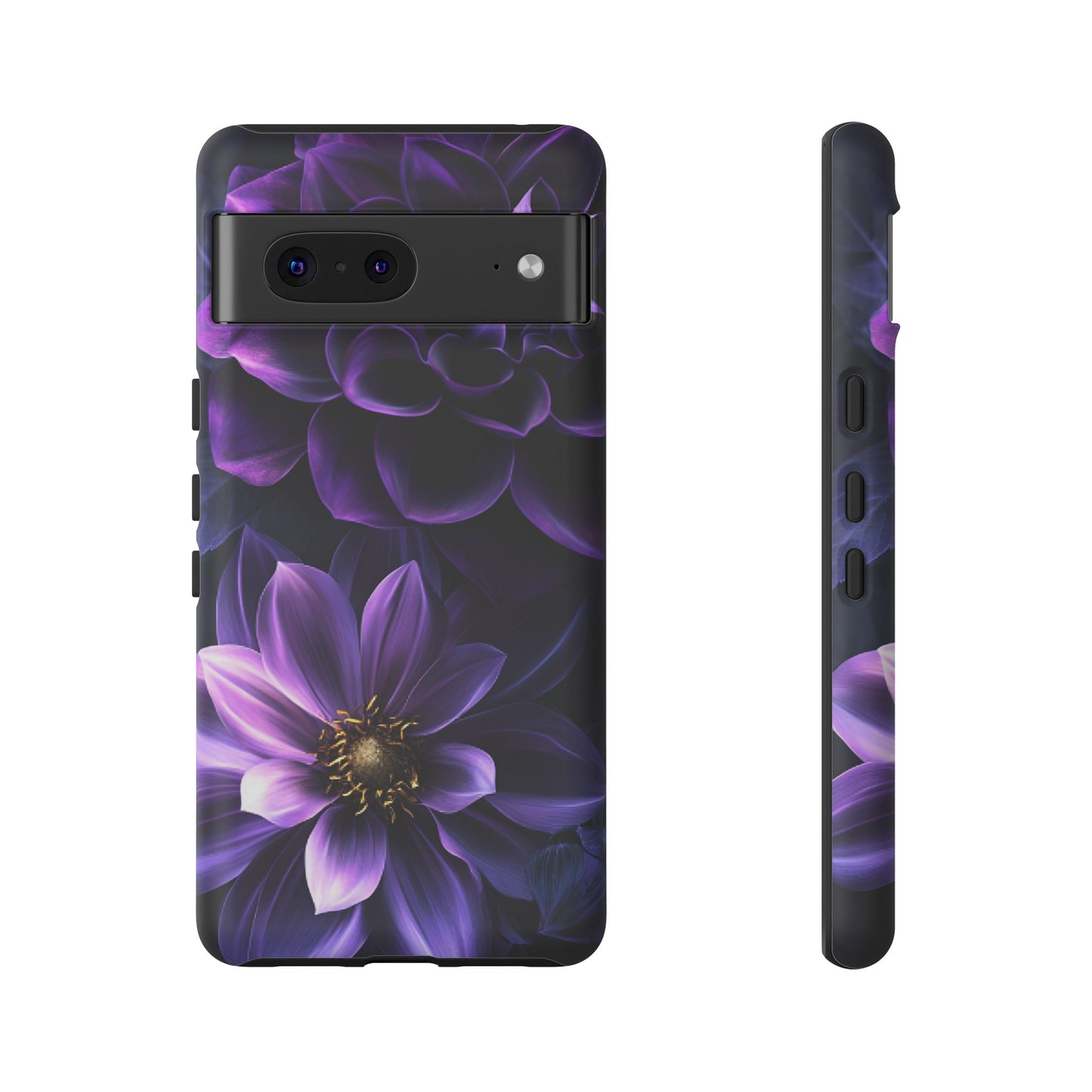 Black and Purple Flowers Phone Case - Dark Gothic Bloom Phone Cases - iPhone 16 15 14 13 12 11, Samsung Galaxy & Google Pixel Phone Covers