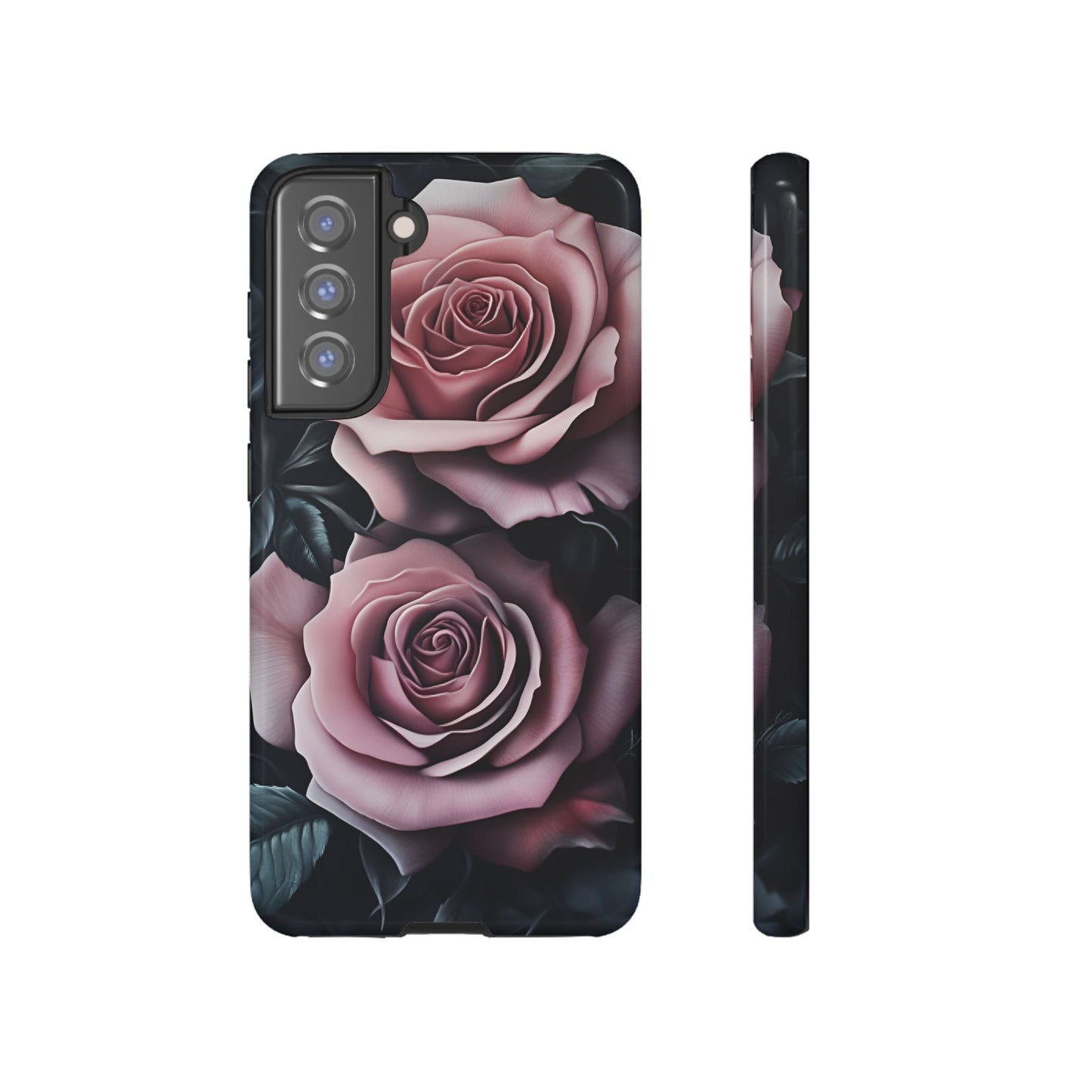 Pastel Goth Roses Phone Case - Gothic Black and Pink Flowers Phone Cases - iPhone 16 15 14 13 12 11, Samsung Galaxy & Google Pixel Phone Covers