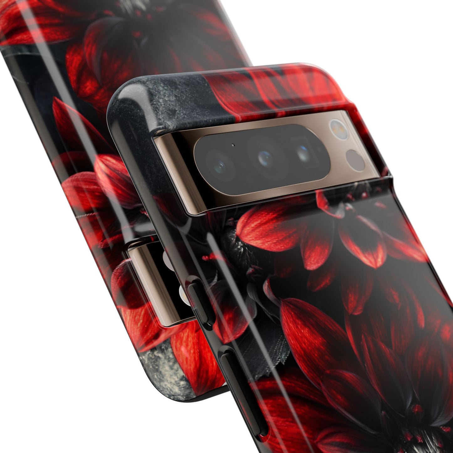 Black and Red Flower Phone Case - Gothic Dark Floral Phone Cases - iPhone 16 15 14 13 12 11, Samsung Galaxy & Google Pixel Phone Covers