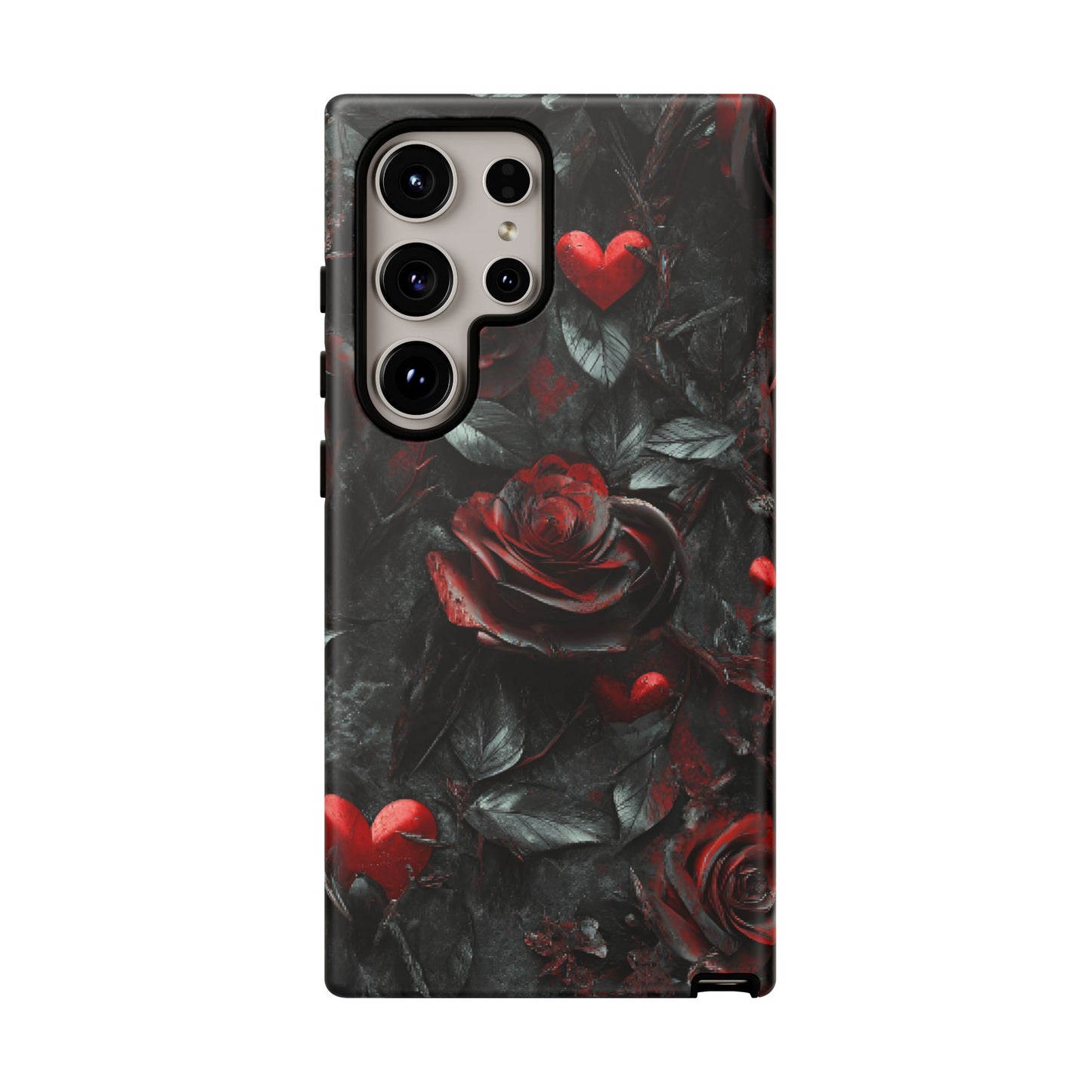 Gothic Valentine Phone Case - Dark Romance Roses and Hearts - iPhone 16 15 14 13 12 11, Samsung Galaxy & Google Pixel Phone Covers