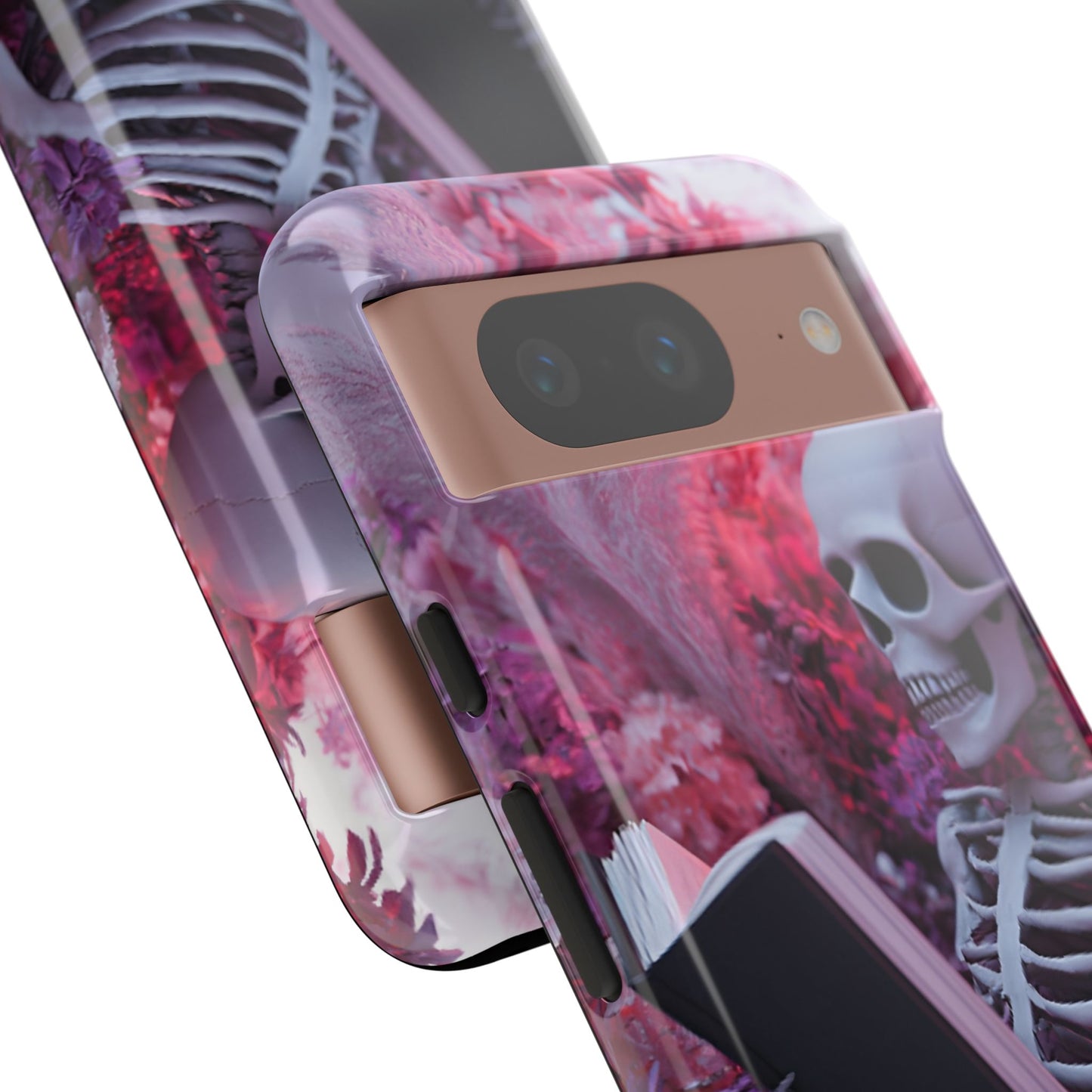 Bookish Skeleton Phone Case - Spooky Floral Halloween Phone Cases - Phone 16 15 14 13 12 11, Samsung Galaxy & Google Pixel Phone Covers