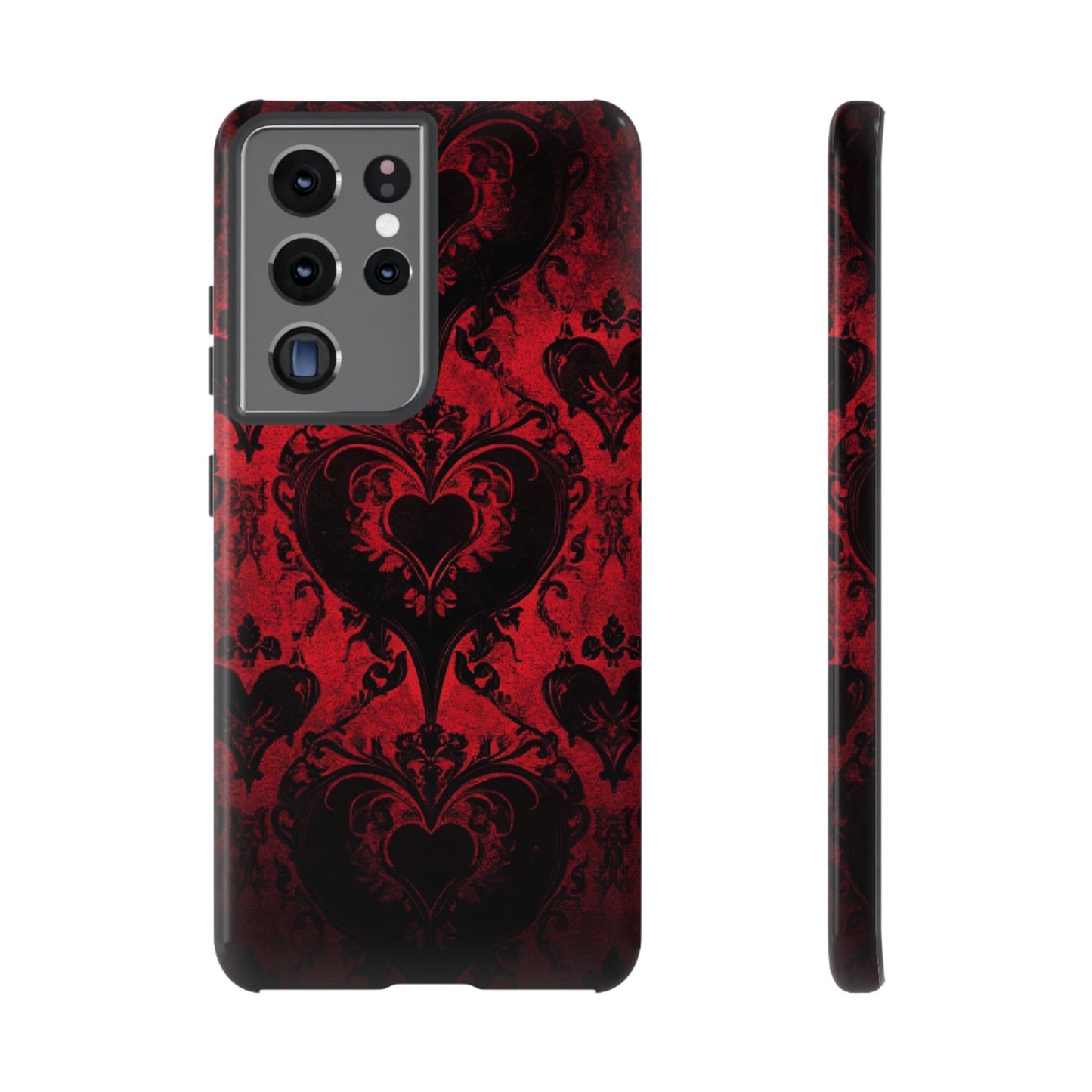 Gothic Dark Romance Phone Case - Black Hearts Phone Cover - iPhone 16 15 14 13 12 11, Samsung Galaxy & Google Pixel Phone Covers