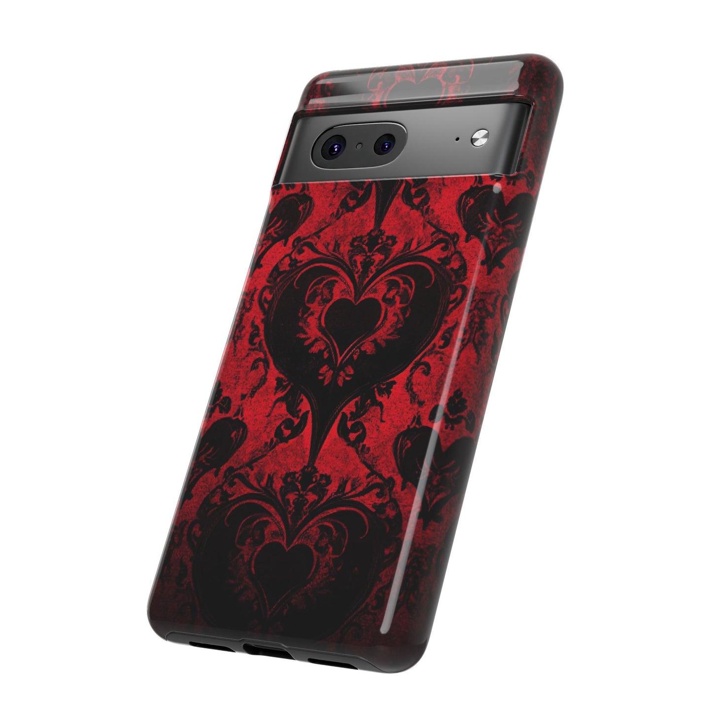 Gothic Dark Romance Phone Case - Black Hearts Phone Cover - iPhone 16 15 14 13 12 11, Samsung Galaxy & Google Pixel Phone Covers