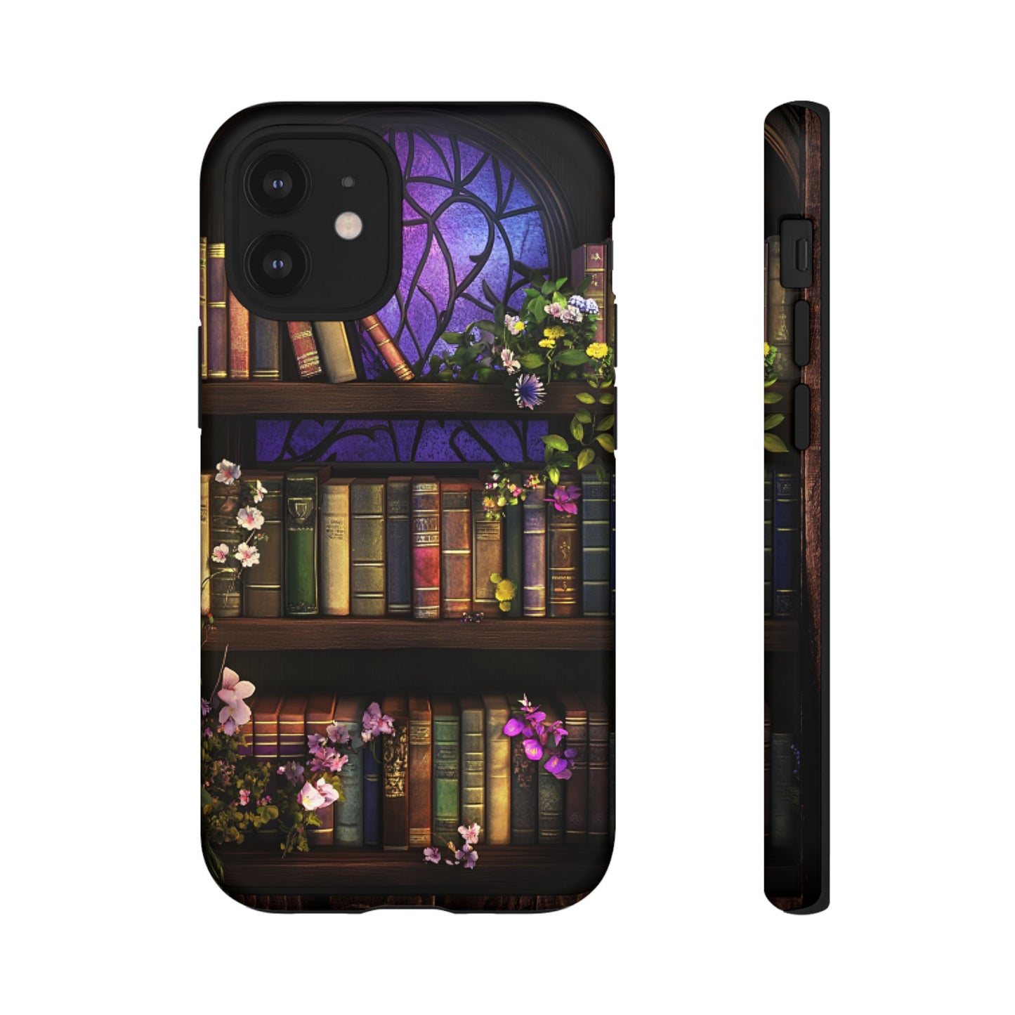 Bookshelf Phone Case - Dark Academia Stained Glass Phone Cases for iPhone 16 15 14 13 12 11, Samsung Galaxy & Google Pixel